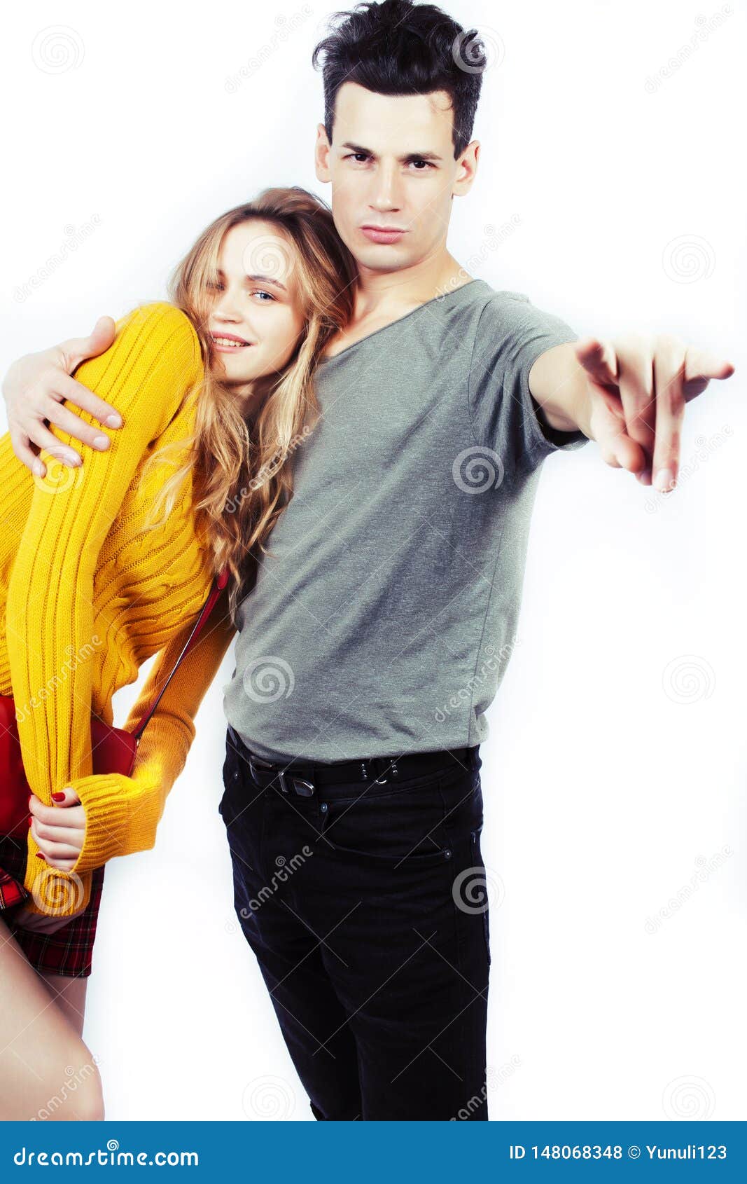 Best Friends Teenage Couple Girl And Boy Together Having Fun Posing Emotional On White Background Couple Happy Smiling Stock Photo Image Of Portrait Lifestyle