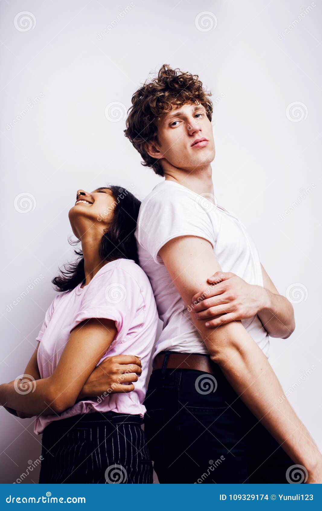 Best Friends Teenage Girl And Boy Together Having Fun Posing Em Stock Photo Image Of Multi Beauty