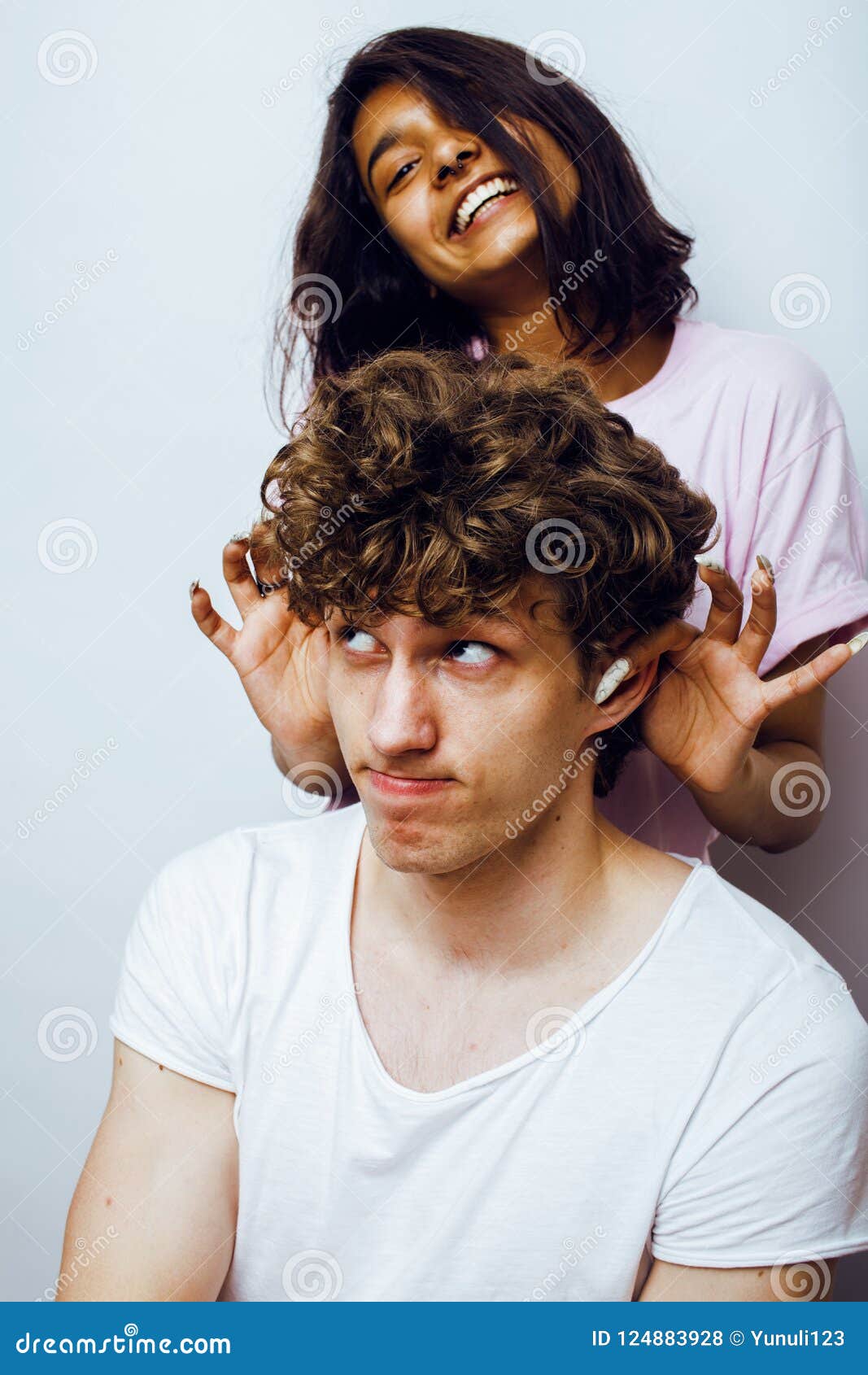 Best Friends Teenage Girl And Boy Together Having Fun Posing Em Stock Photo Image Of Hair Caucasian