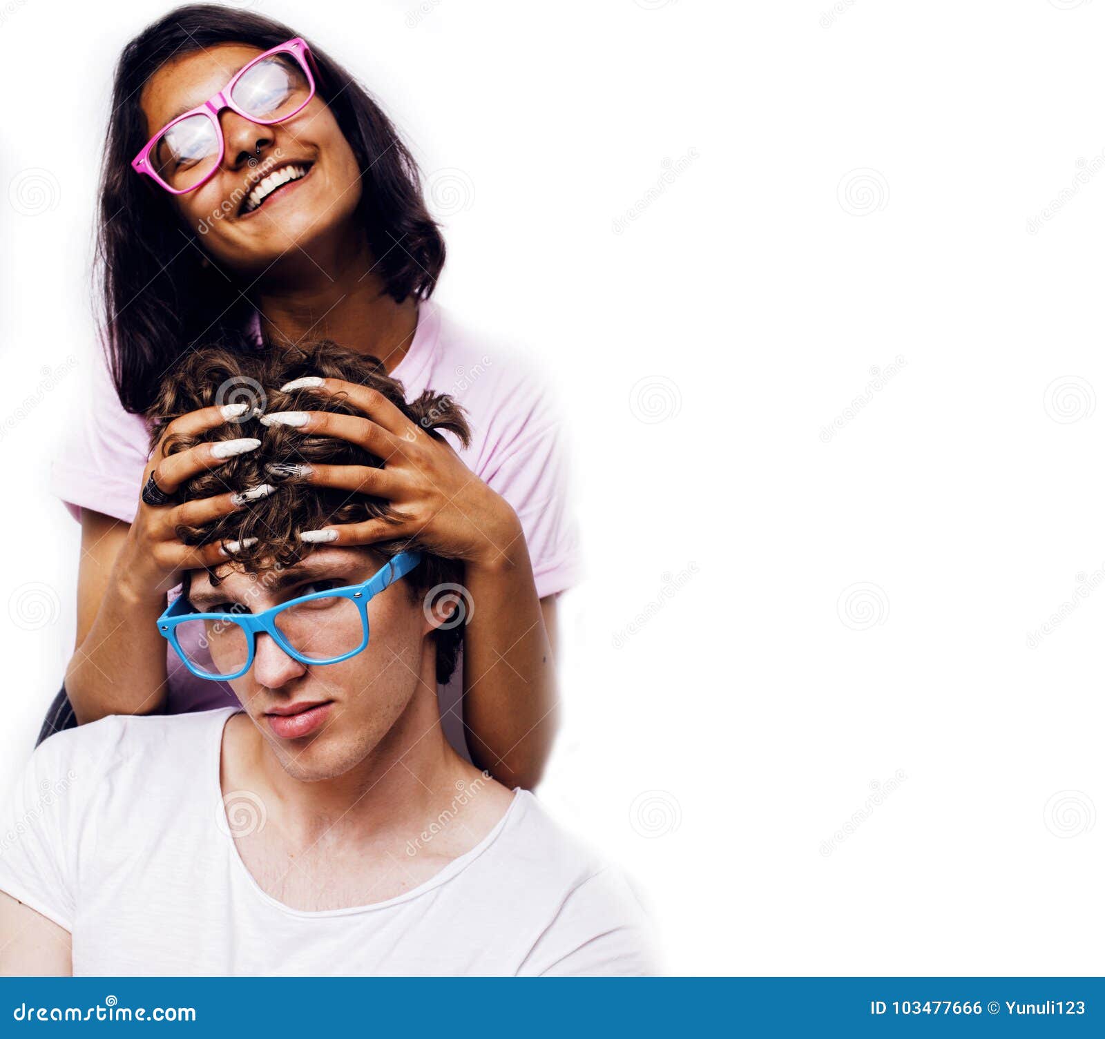 Best Friends Teenage Girl And Boy Together Having Fun Posing