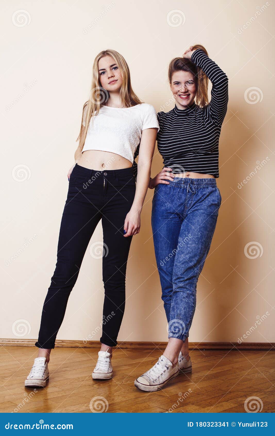 Best Friends Teenage Girls Together Having Fun, Posing Emotional on ...