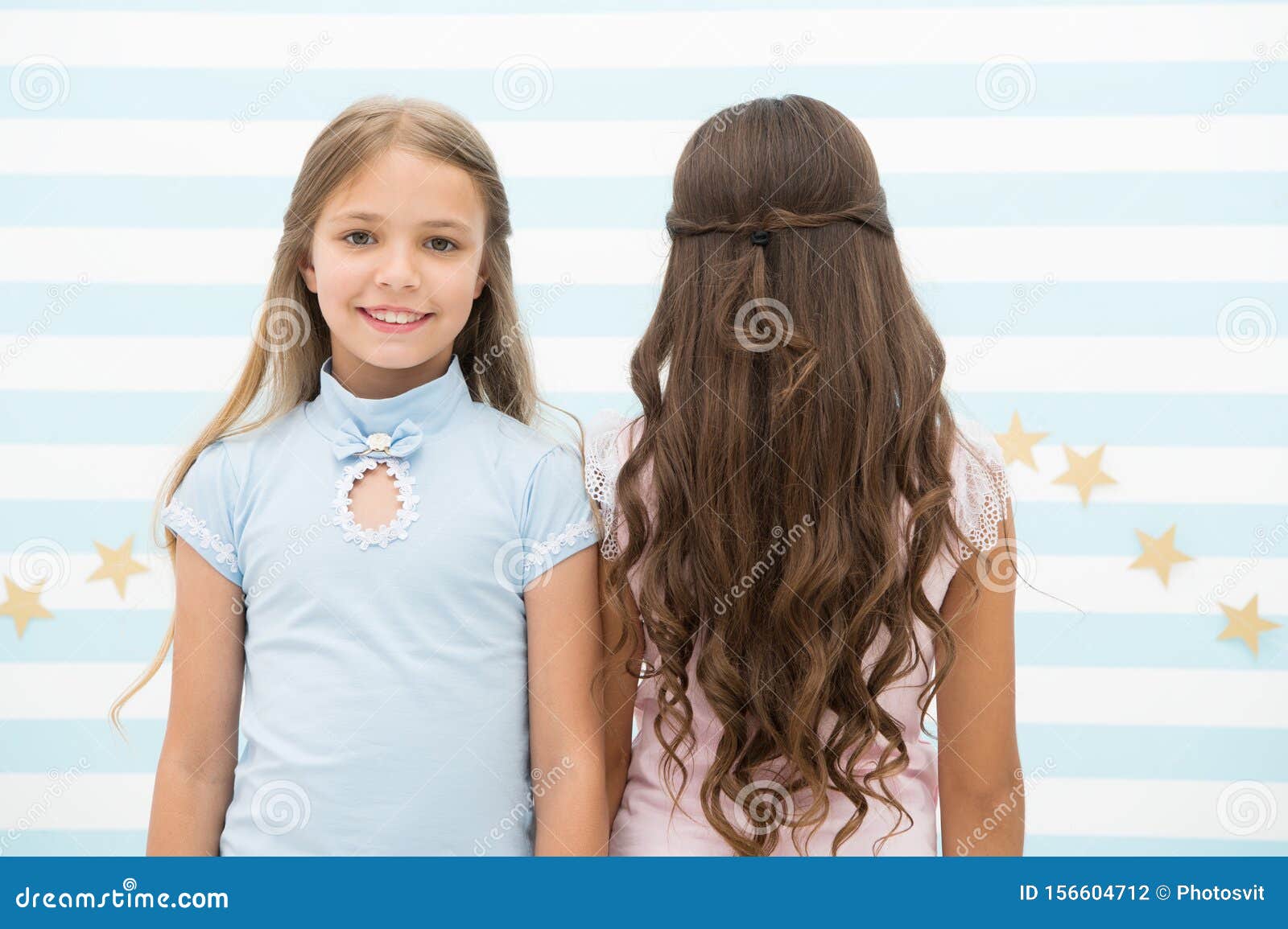 Best Hairstyles for Long Hair. Cute Small Girls with Long Brunette and  Blond Curls in Playroom Stock Photo - Image of babies, haircare: 156604712