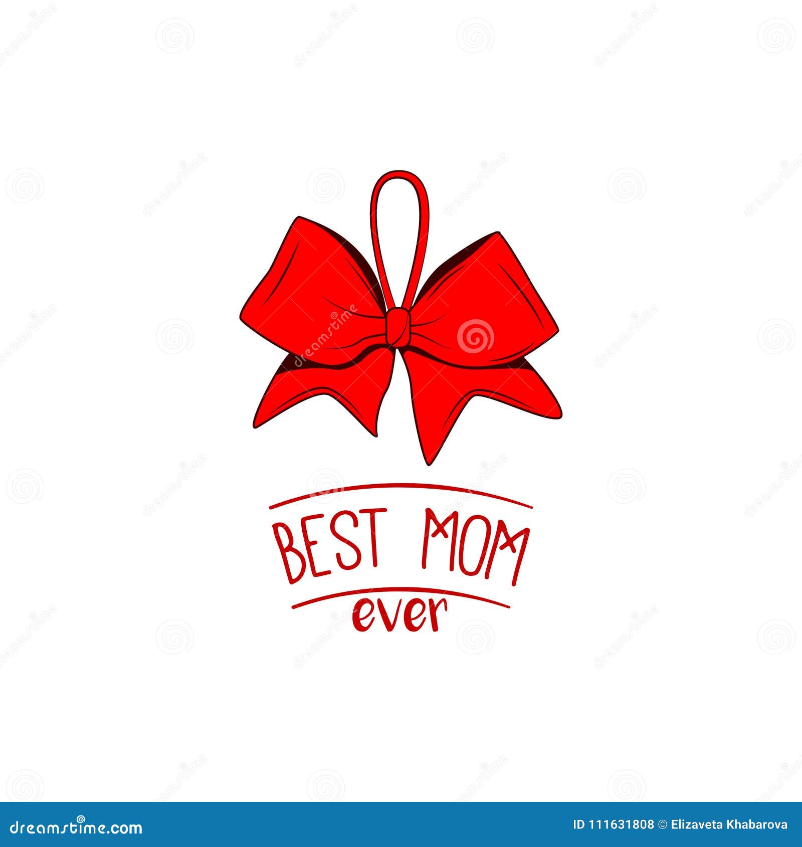 best mom ever text. happy mother s day hand greeting with bow and ribbons. .