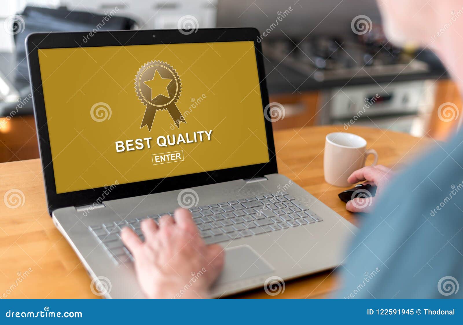 Best Quality Concept on a Laptop Stock Image Image of mark, star