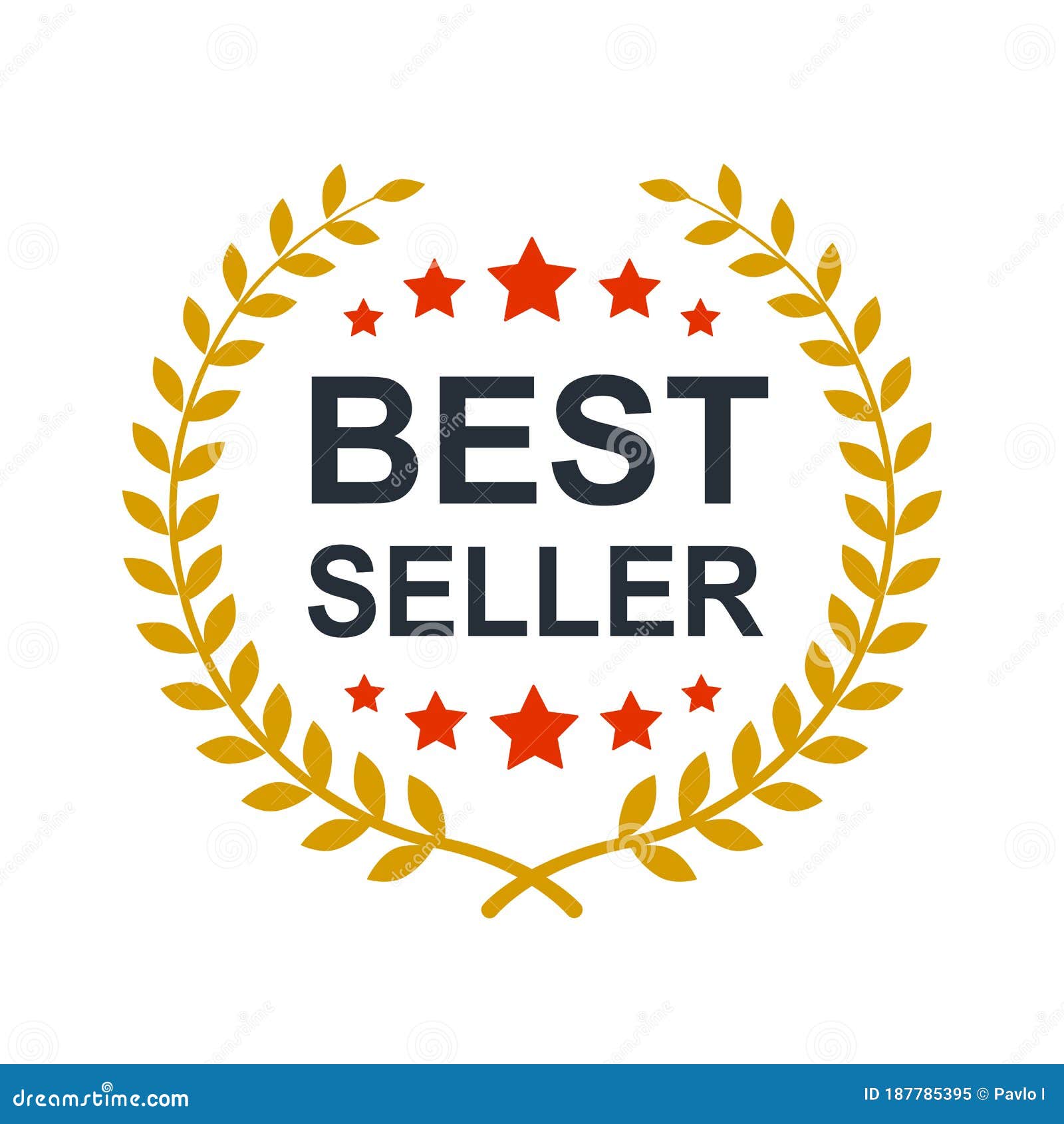 Best Seller Icon Design with Laurel, Best Seller Badge Logo