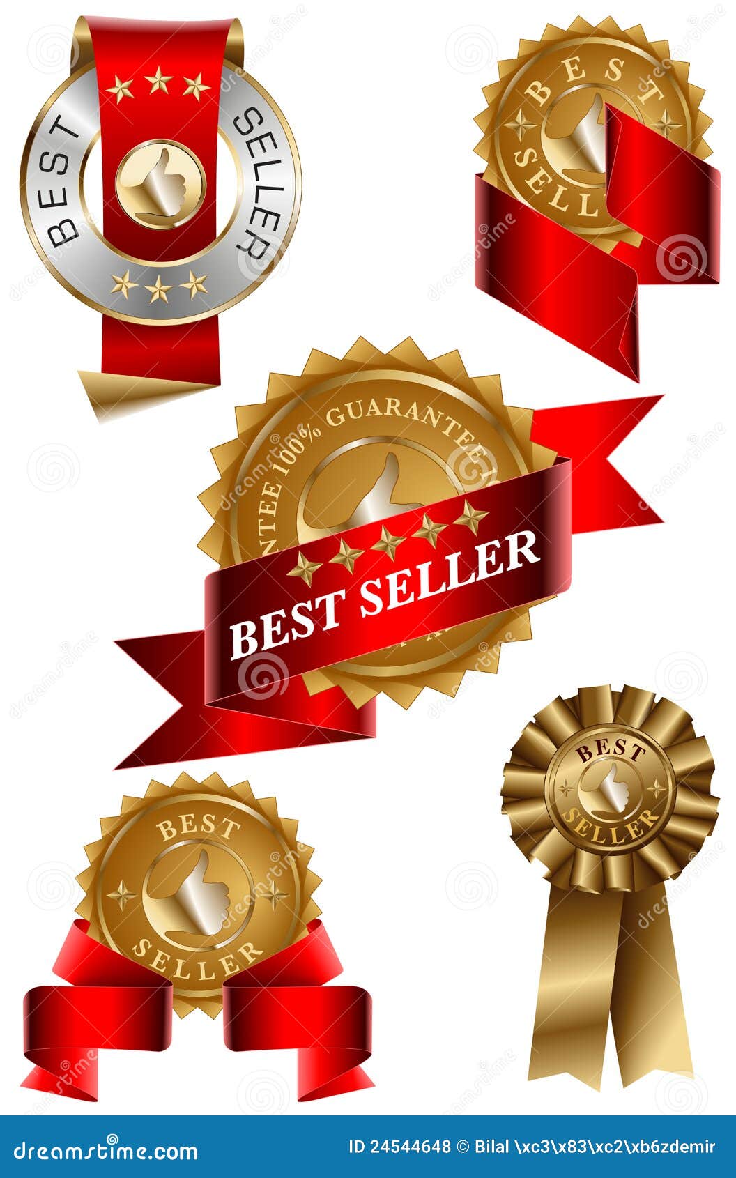 Best seller gold sign label template Royalty Free Vector