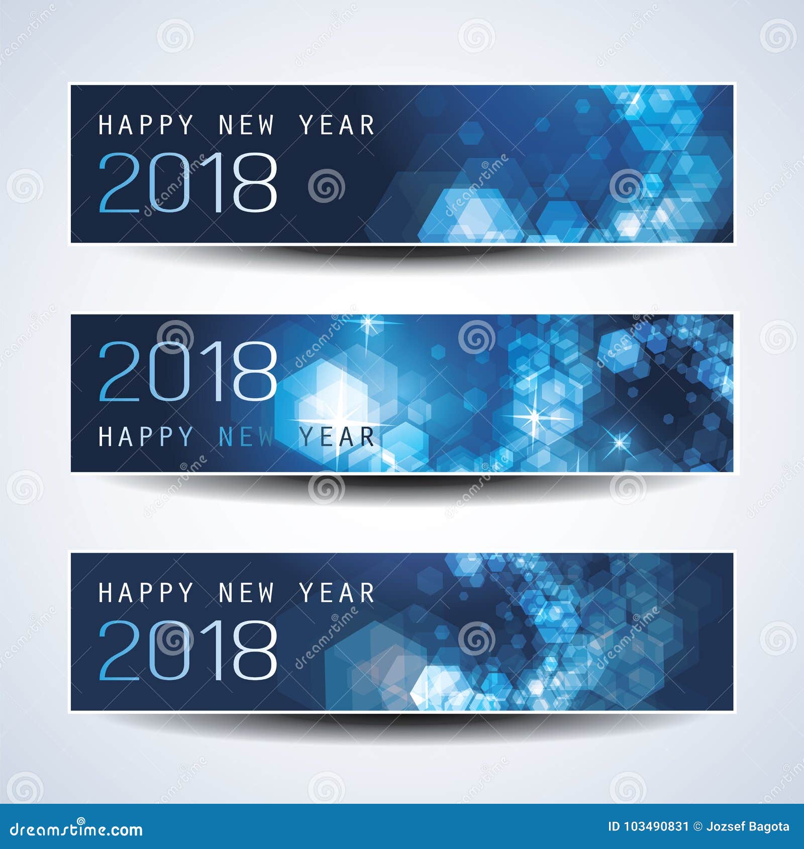 Set Horizontal Christmas New Year Banners 2018 Stock