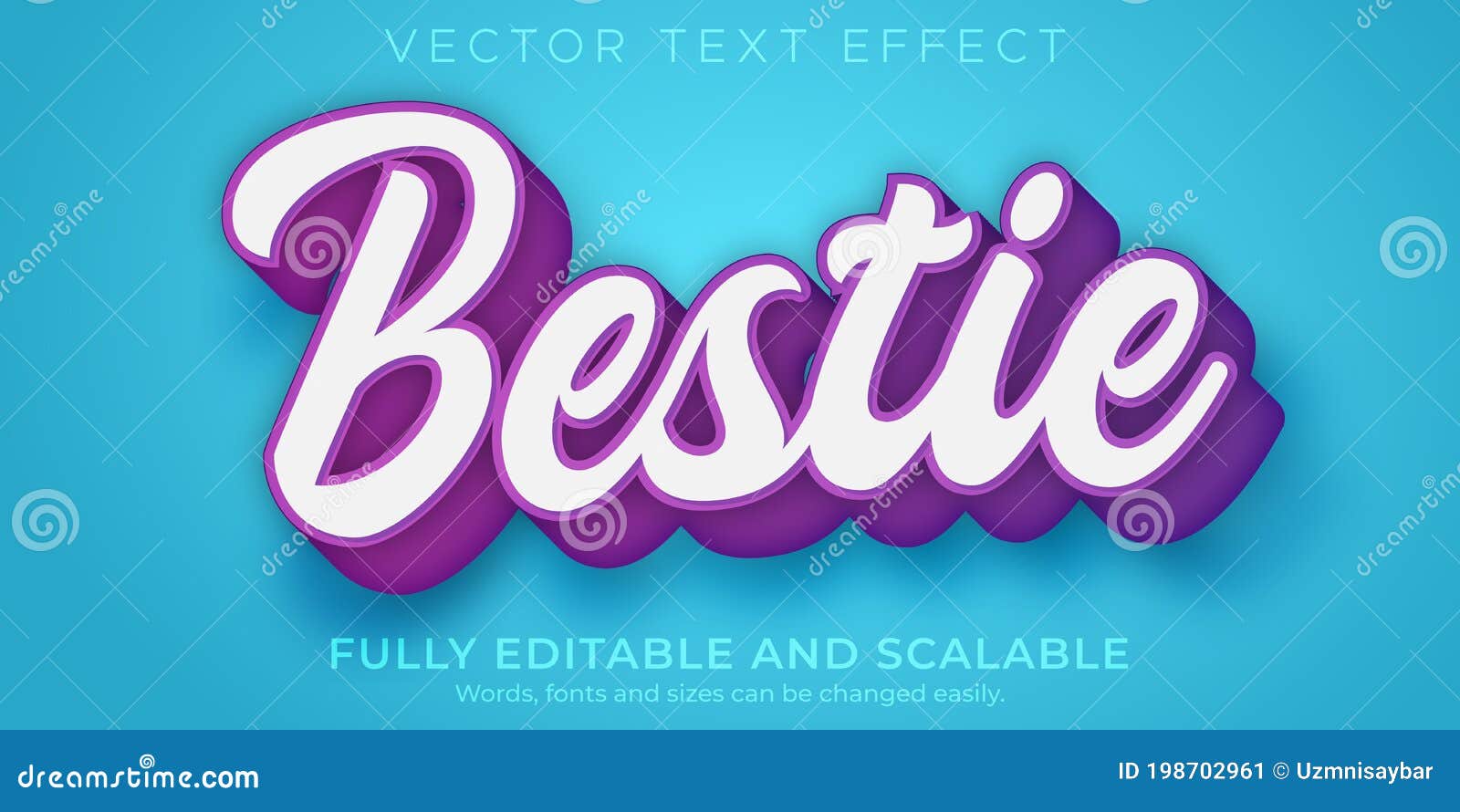 Bestie Text Effect, 3d Purple Editable Text Style Stock Vector ...