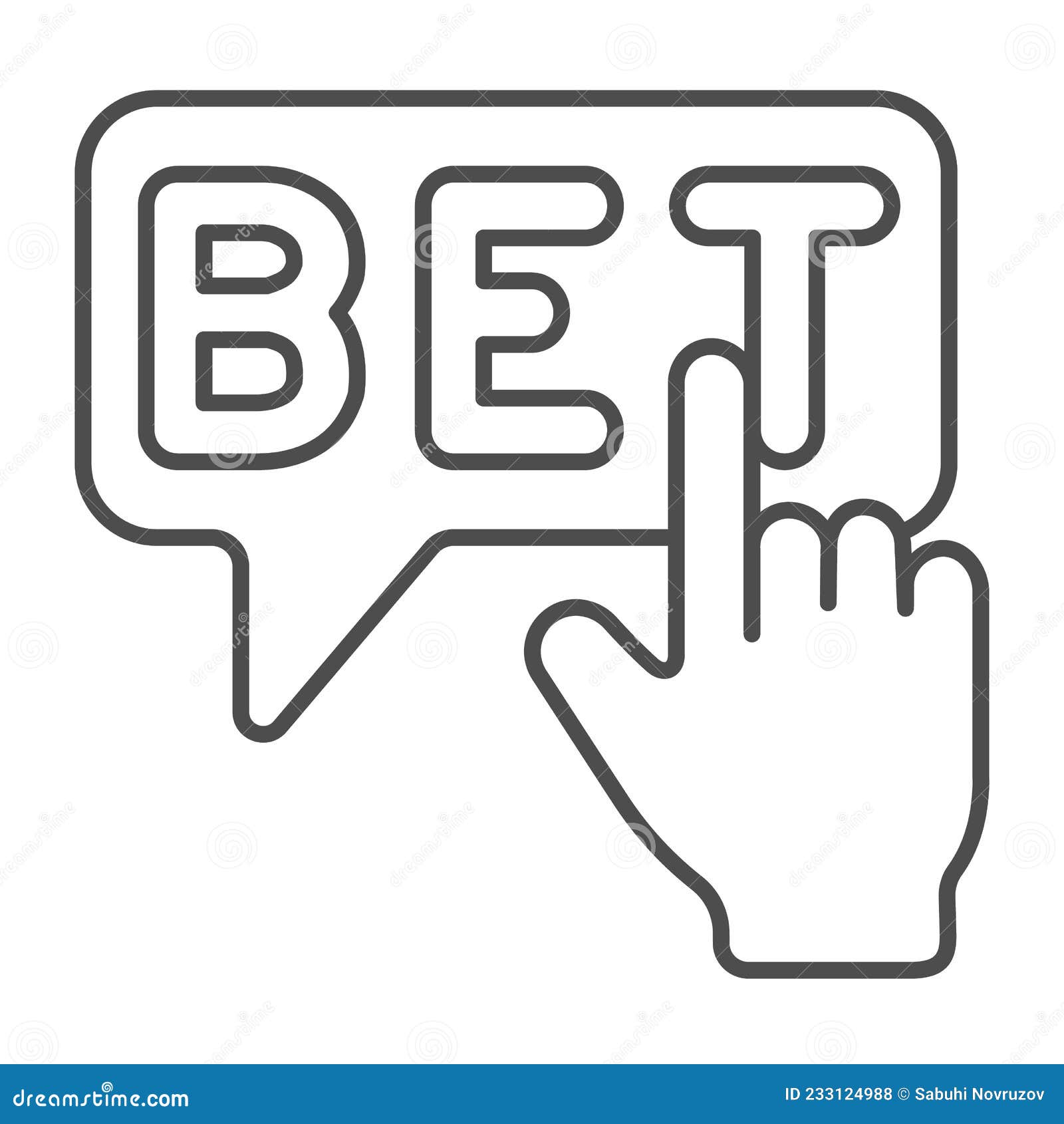 bet, hand pointer, click, make a bet thin line icon, gamblimg concept, wager, betting  sign on white background