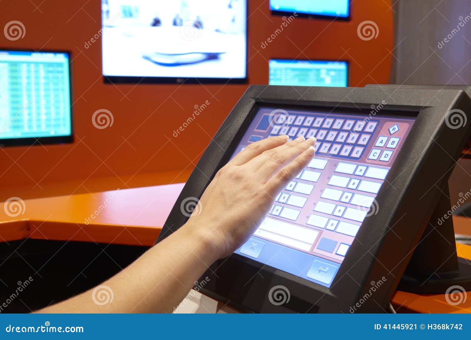 Bet Machine with Female Hand Ready To Operate Stock Image Image of