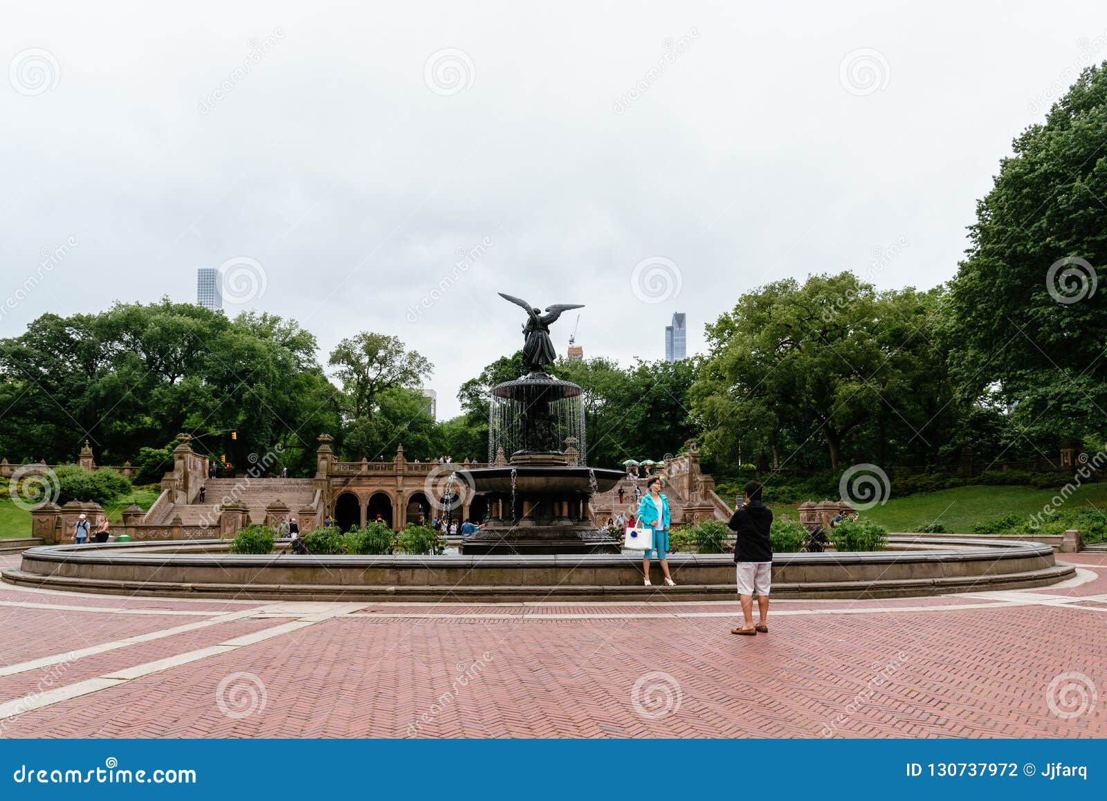 Bethesda Fountain and the lake from the terrace, Central Park, N.Y., U.S.A.