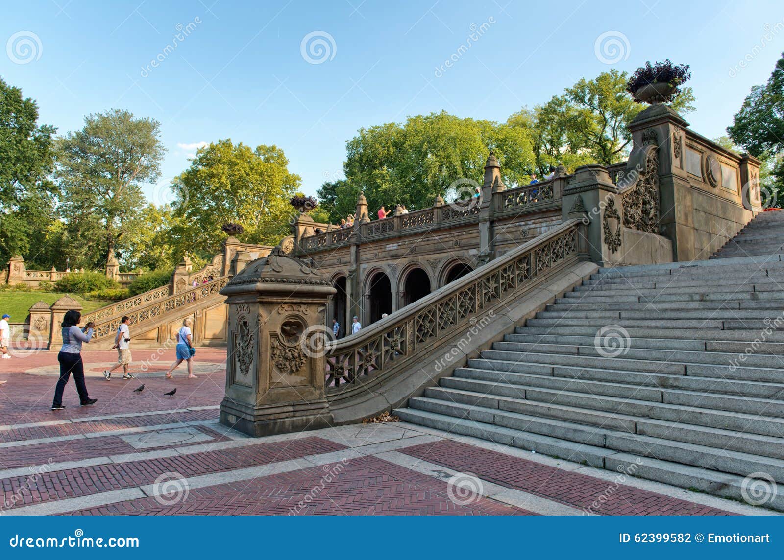 Bethesda Fountain with people view from the terrace in Central