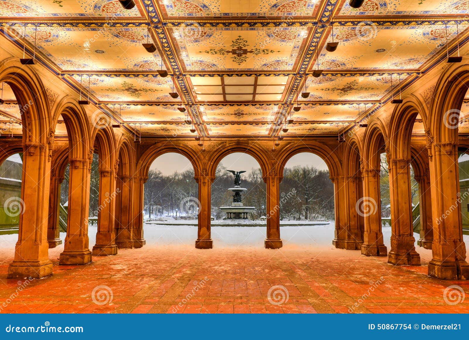 Bethesda Terrace at Night, Central Park Stock Photo - Image of midtown,  evening: 50867754