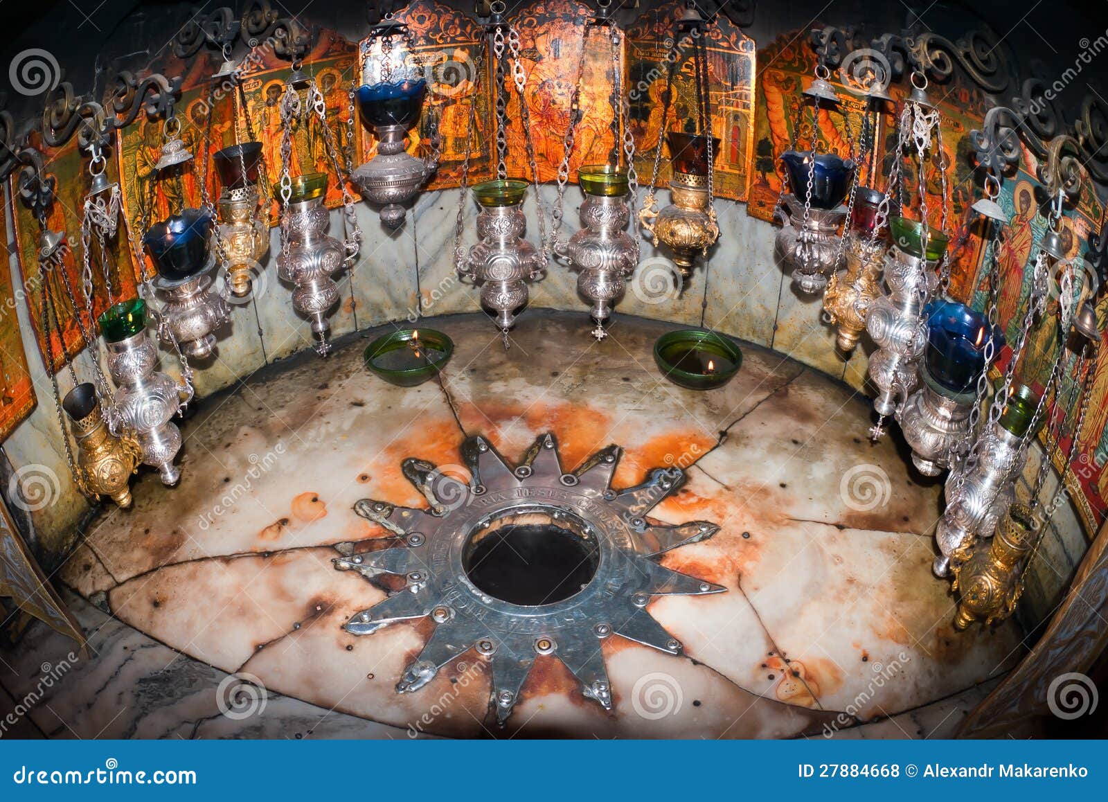 Bethlehem Church of the Nativity. Stock Photo Image of flames