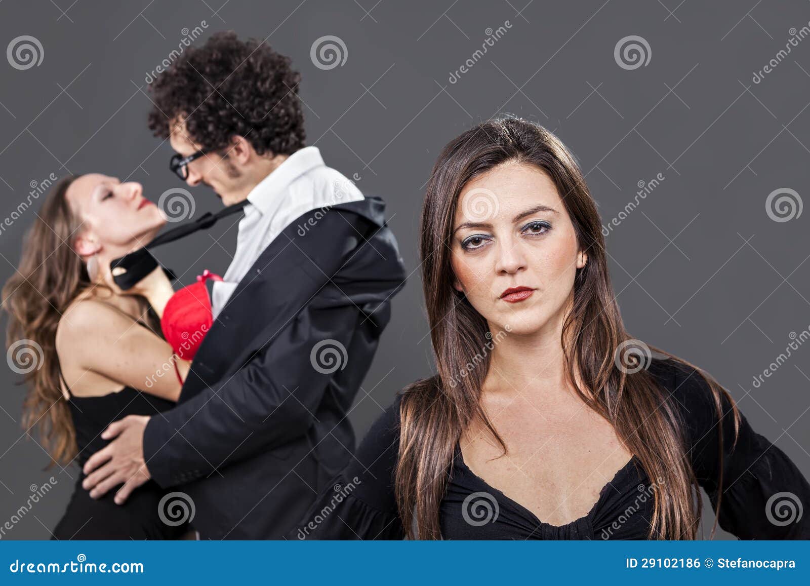 Betrayal Behind Her Shoulders Stock Photo - Image of casual, heart ...