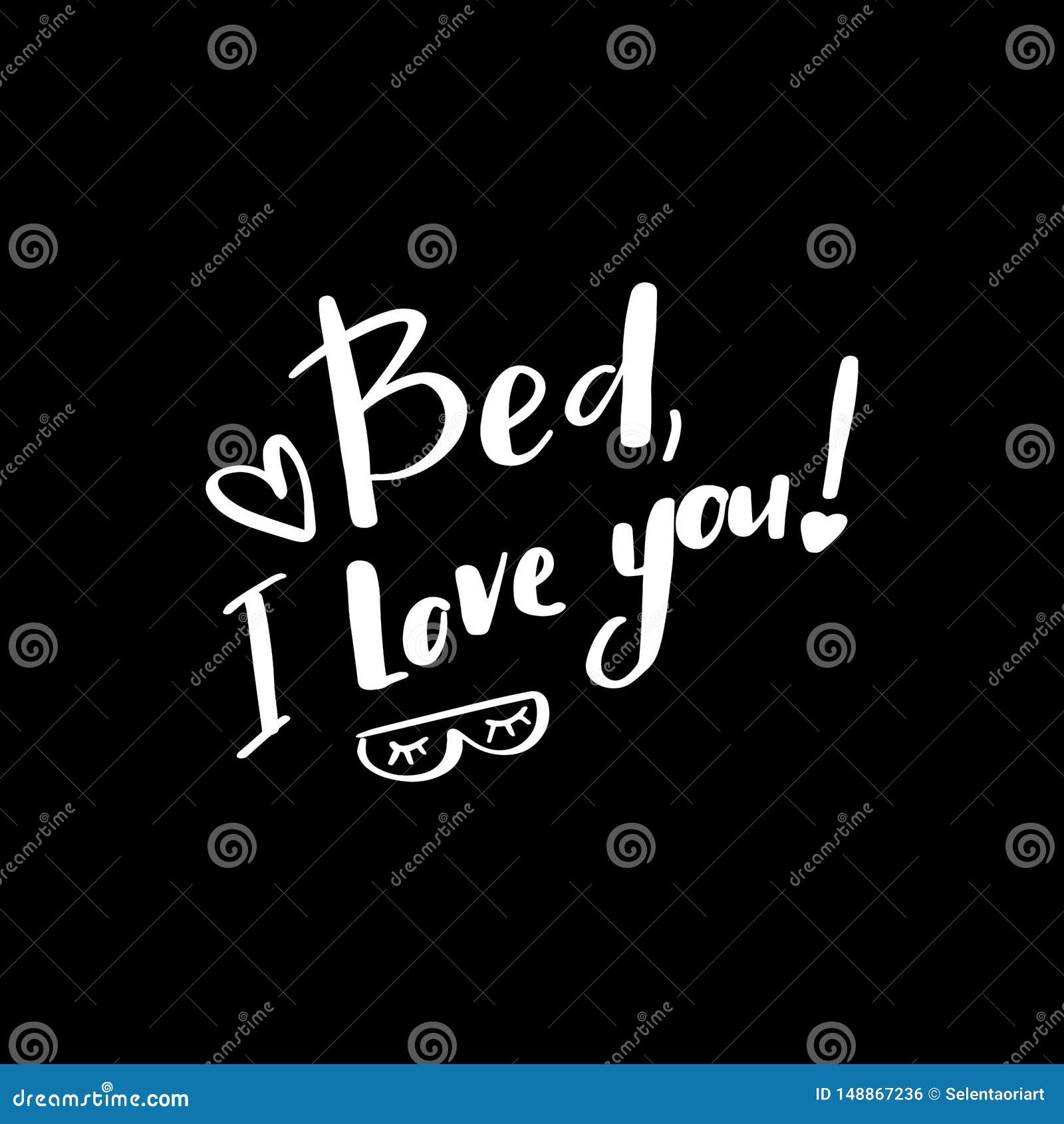 Bett Ich Liebe Dich Beschriften Vektor Abbildung Illustration von