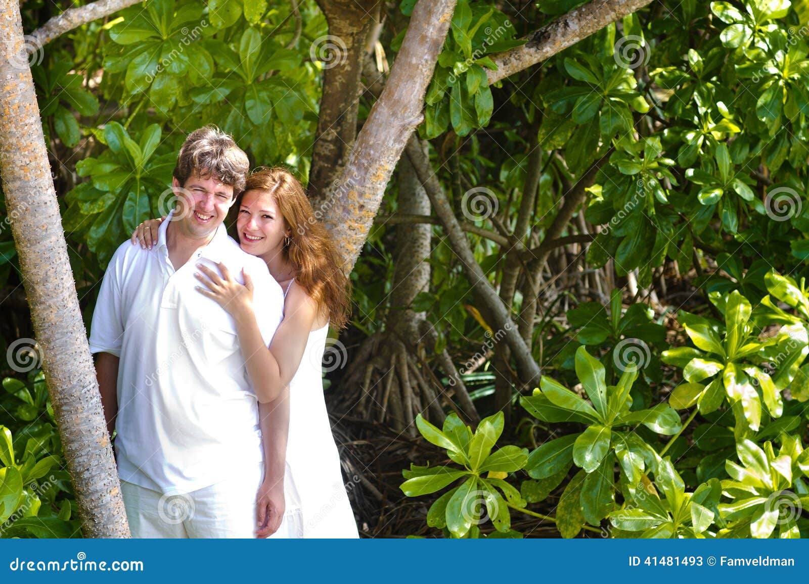 beutiful couple in a tropical jungle