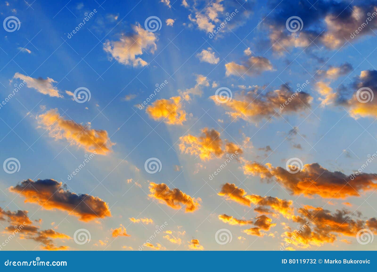 beutifull sunset cloudy sky with yellow clouds