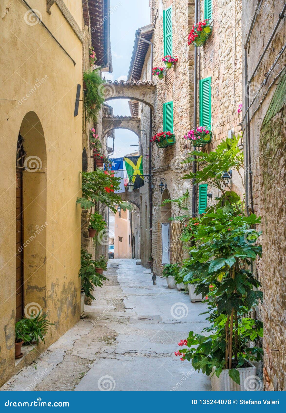 scenic sight in bevagna, ancient town in the province of perugia, umbria, central italy.