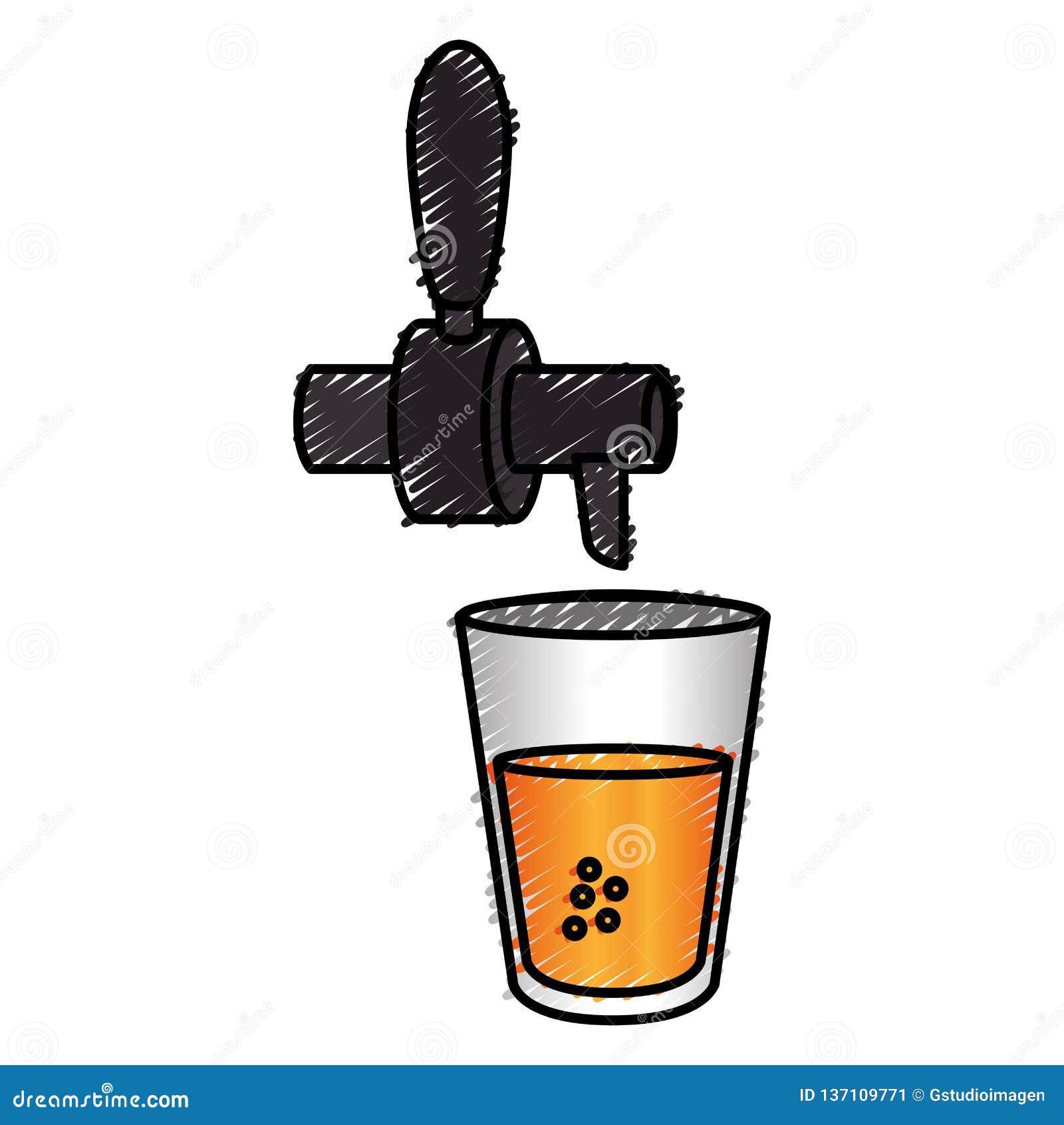 Beverage Dispenser Tap with a Glass Stock Vector Illustration of