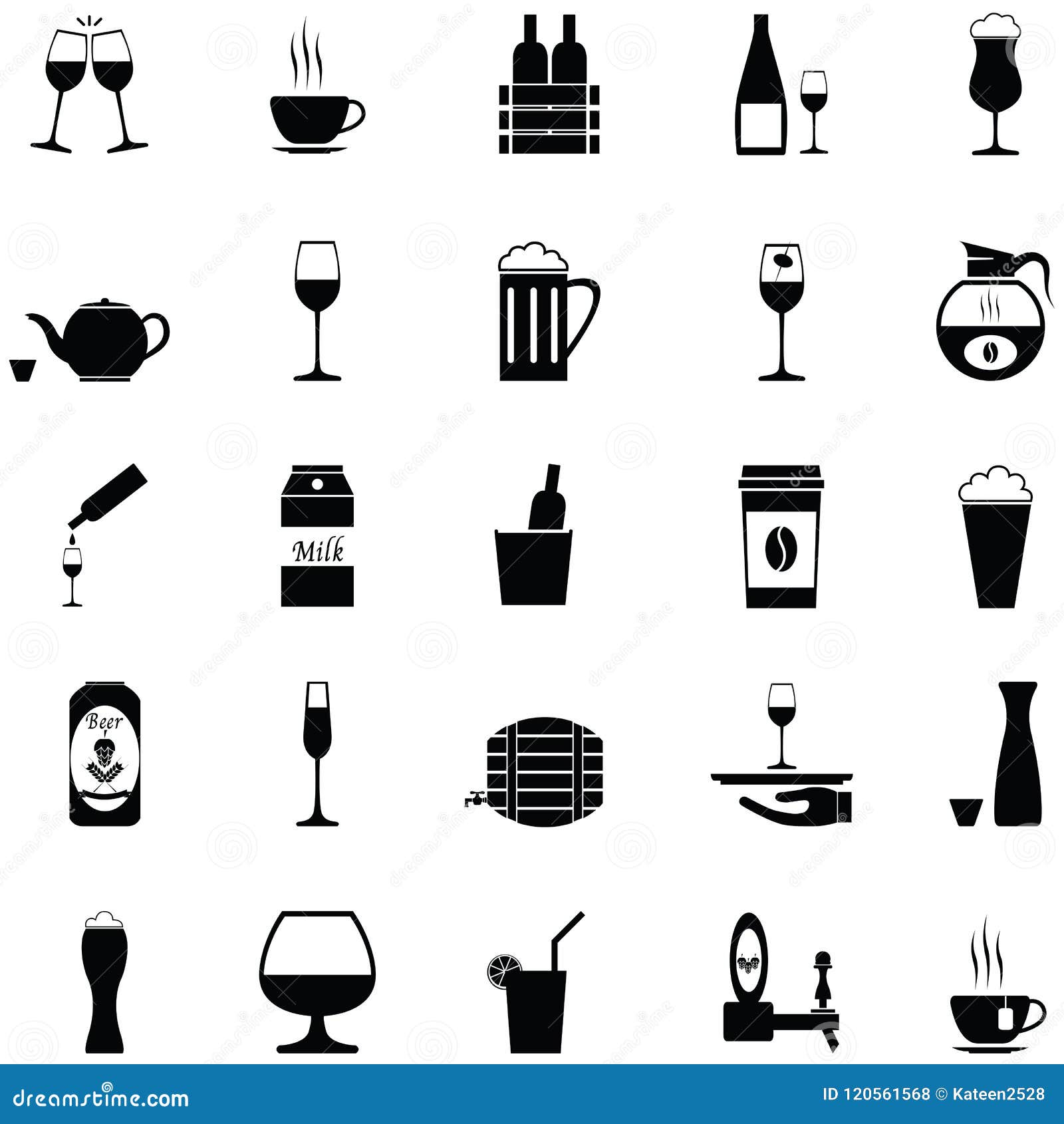 Beverage icon set stock vector. Illustration of beer 120561568
