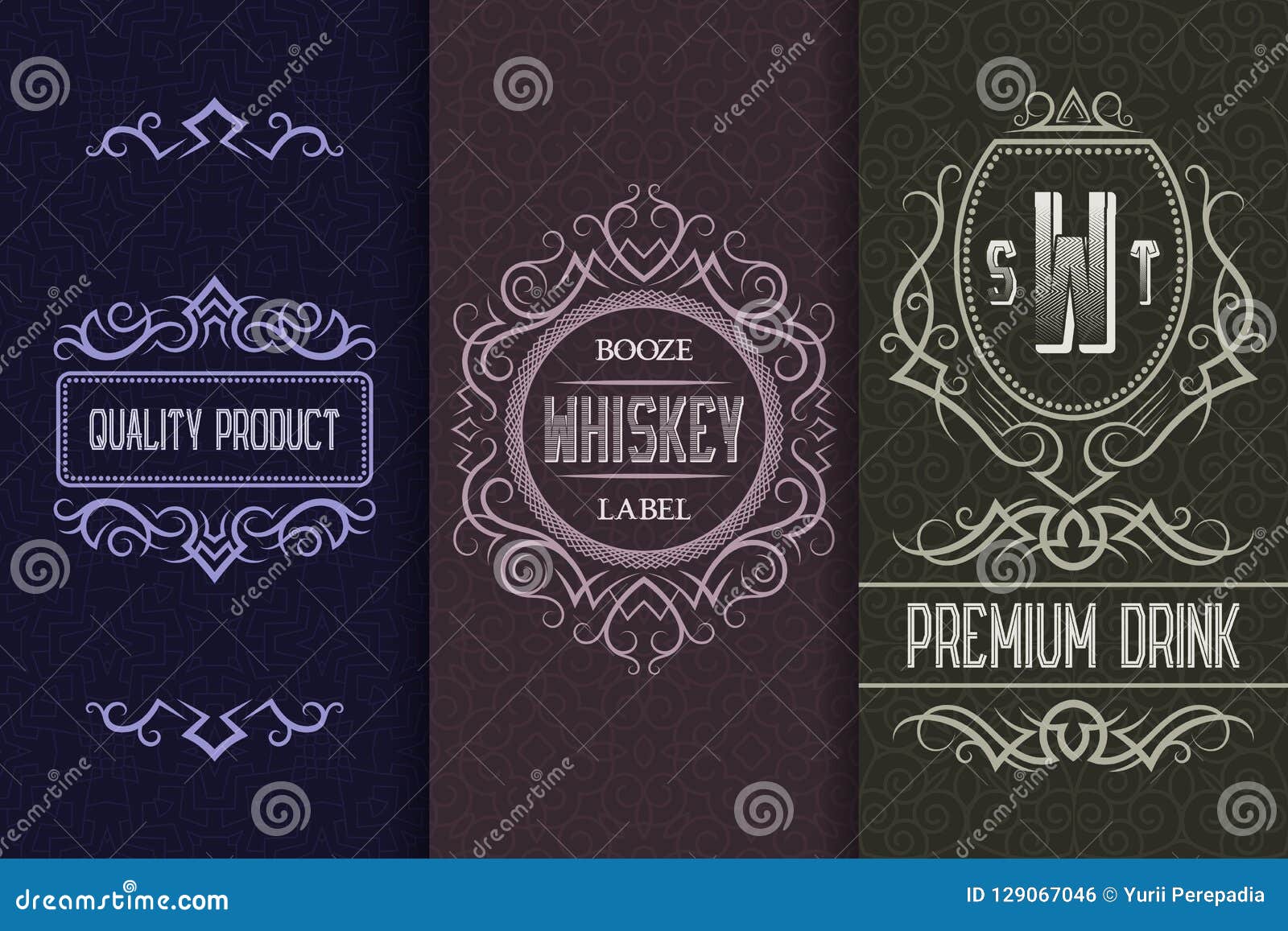 Beverage Packaging Design. Set of Alcohol Drink Bottles Labels Stock ...