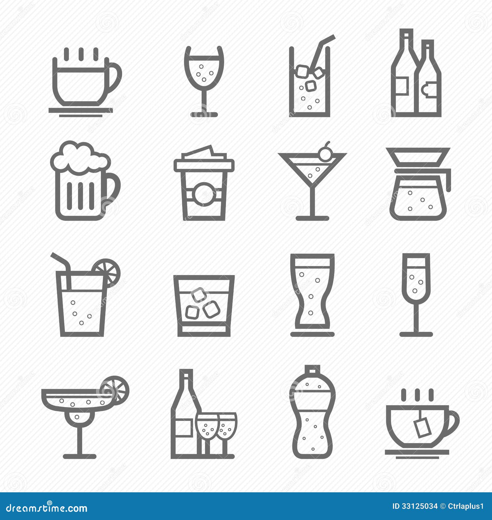 beverage  line icon set