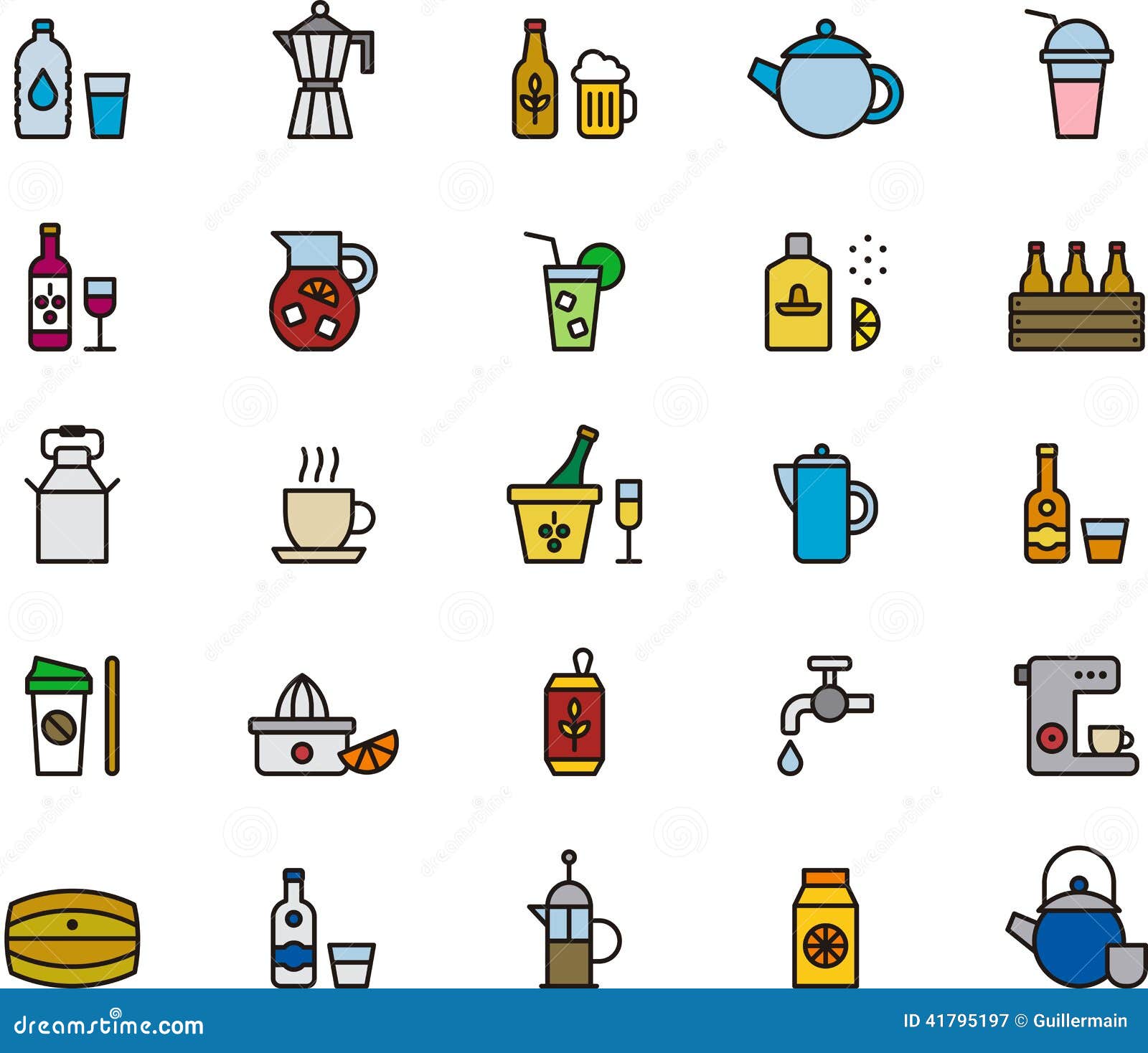 Beverages Icons Set stock vector. Illustration of press 41795197