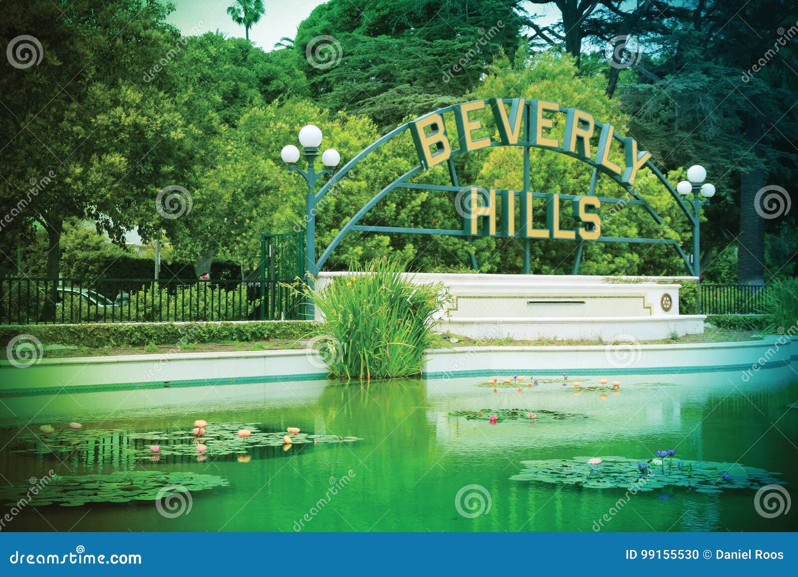 Beverly Hills Zeichen Bei Beverly Gardens Park Los Angeles