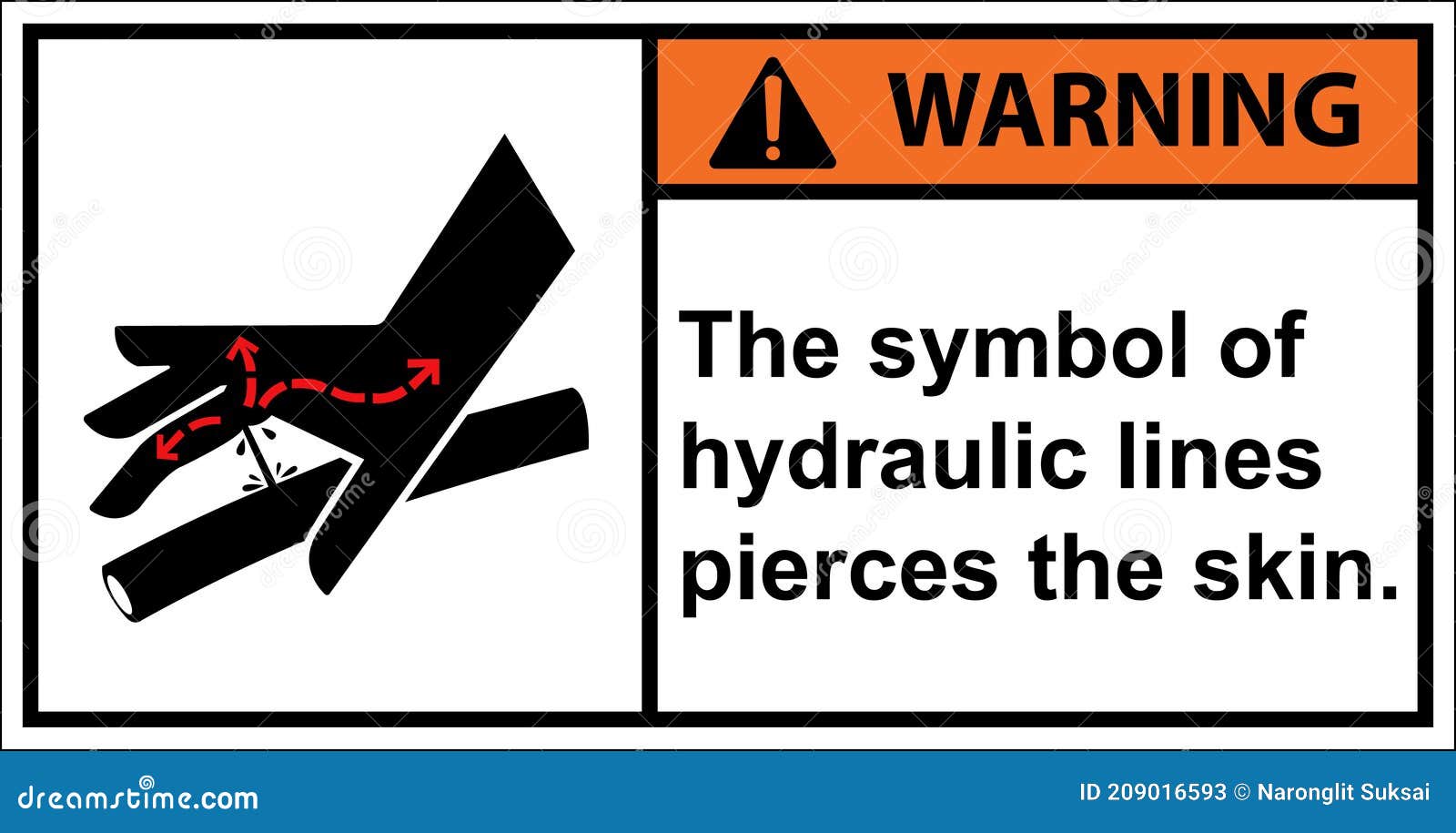 Beware of Hydraulic Lines Piercing the Skin.Vector Warning Stock Vector