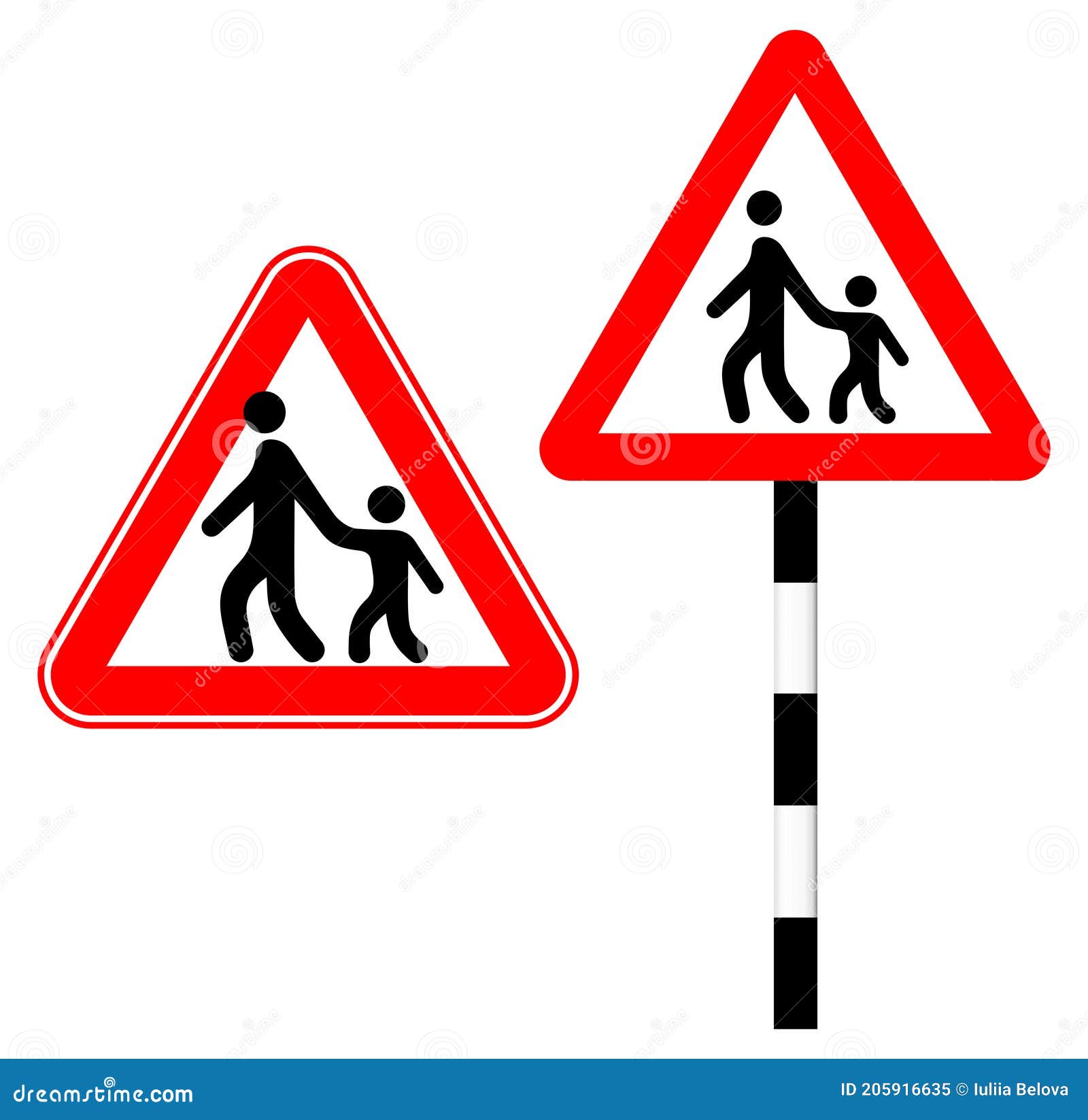 Pedestrian Crossing Road Sign Vector Illustration Stock