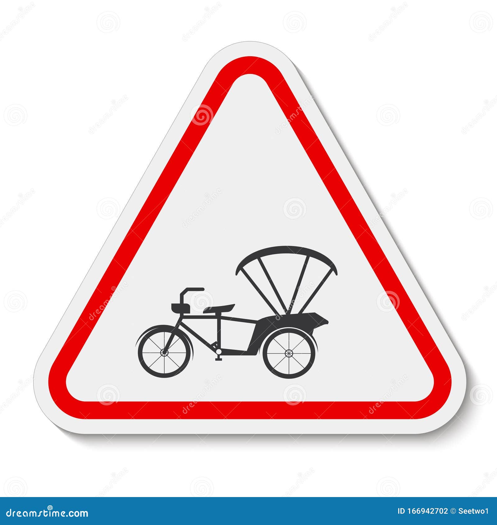 Beware Tricycle Symbol Sign Isolate on White Background,Vector