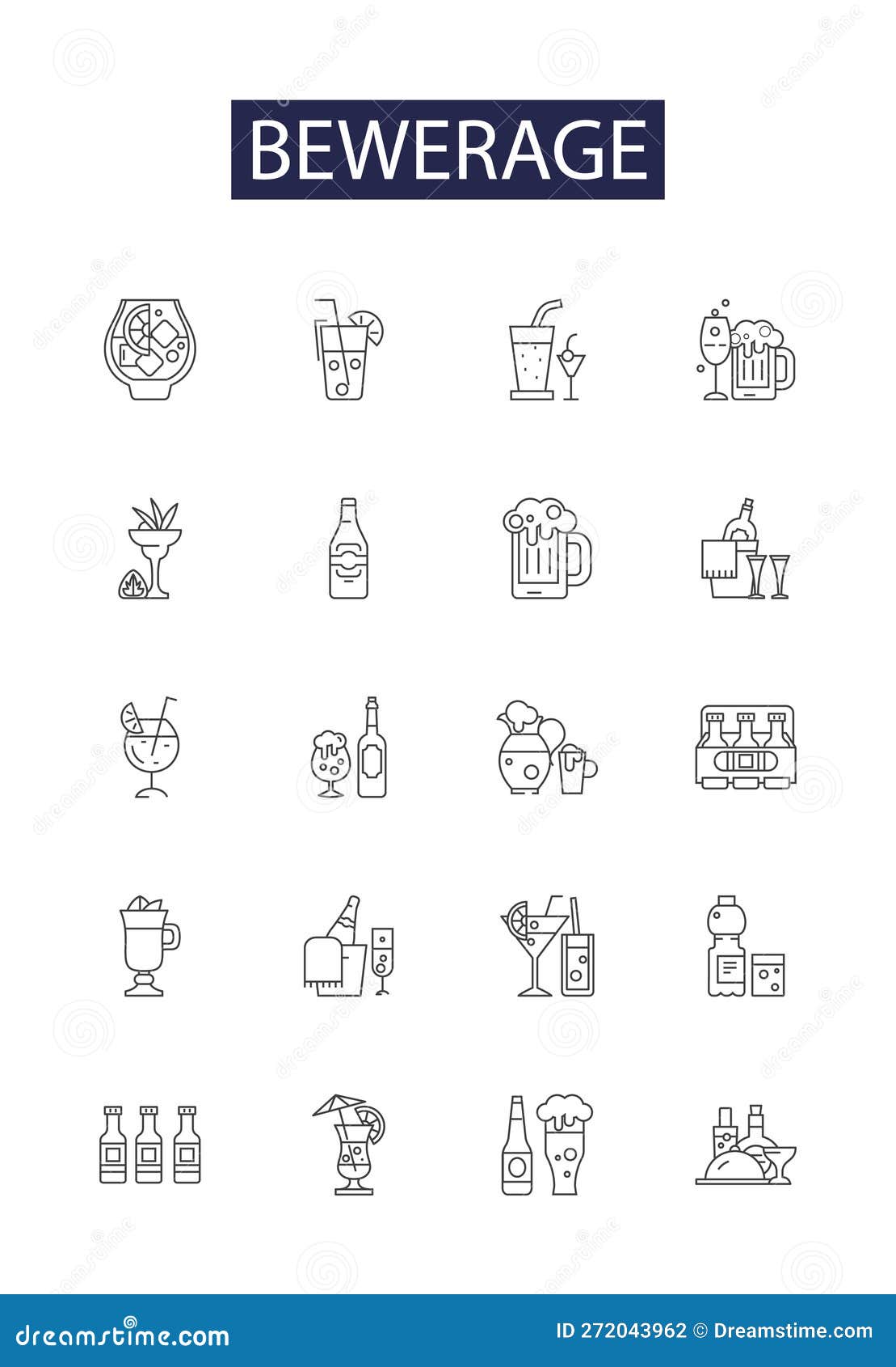 bewerage line  icons and signs. elixir, malt, slurp, julip, soda, nougat, sarsaparilla, mead outline 