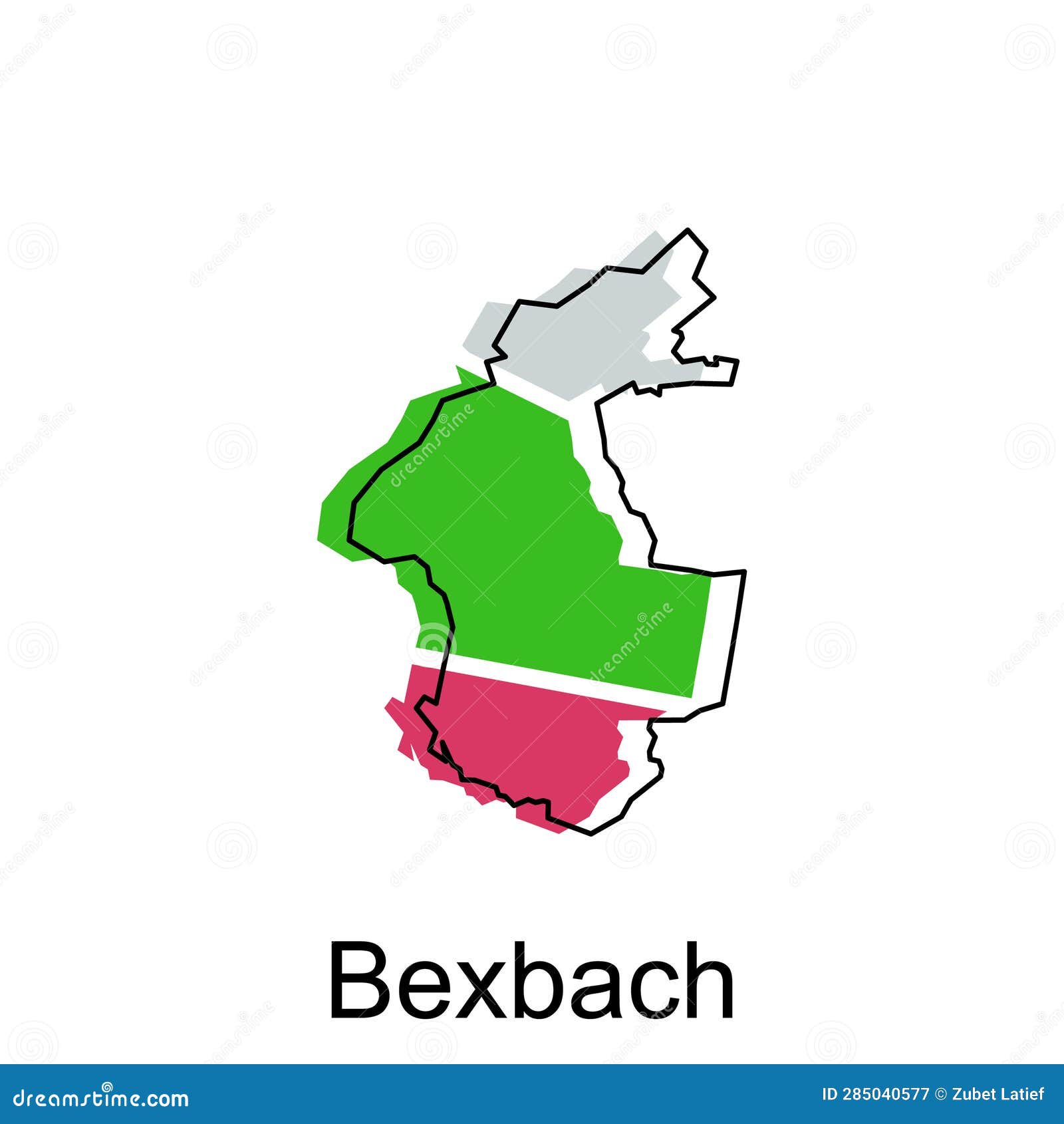 Bexbach Map, Colorful Outline Regions of the German Country. Vector