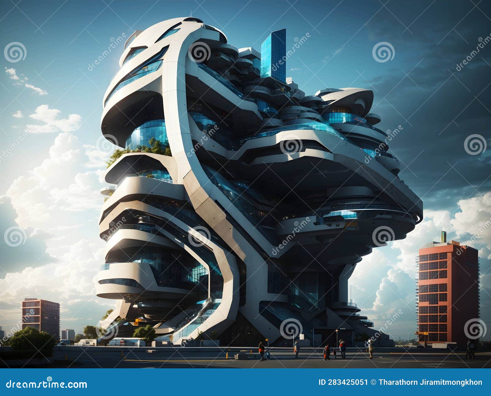 beyond the horizon: striking picture of futuristic building available now