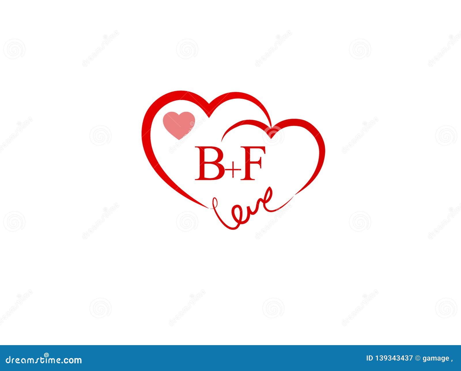 BF Initial Heart Shape Red Colored Logo. Stock Vector - Illustration of  invitation, silver: 139343437