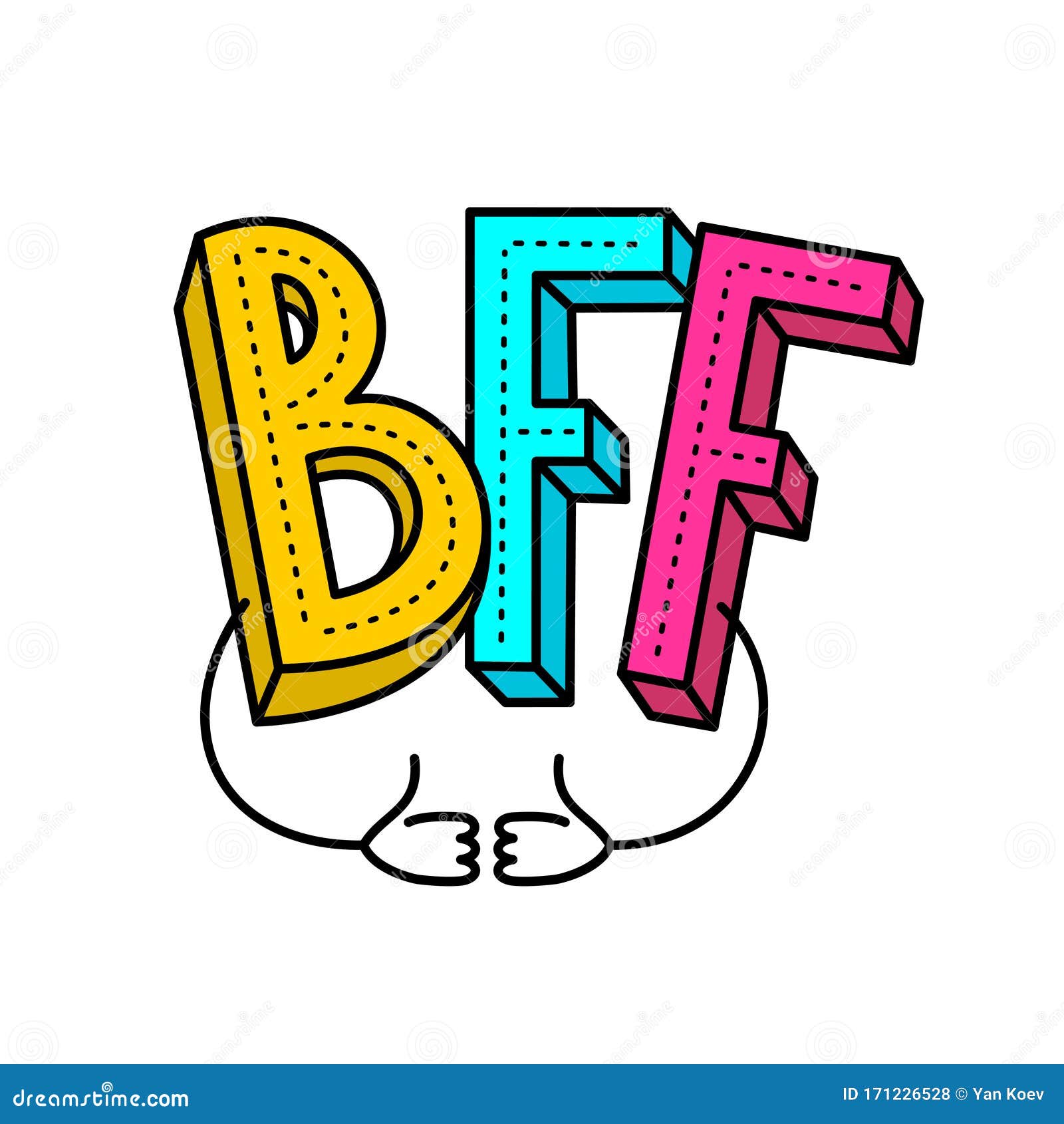 Bff Melhores Amigos Para Sempre Letras Ilustração Vetorial Desenhada Mão  imagem vetorial de pidzam4e.ukr.net© 204416914