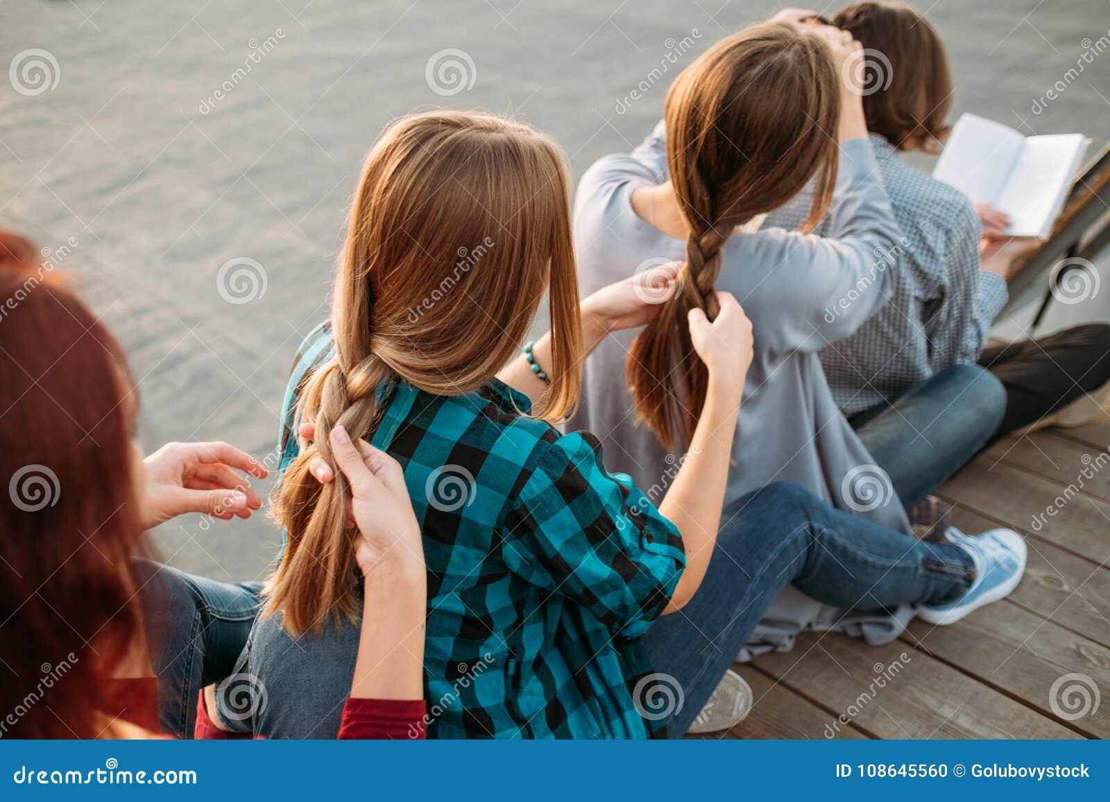 Bff Support Friendship Teamwork Girls Plait Hair Stock Photo ...