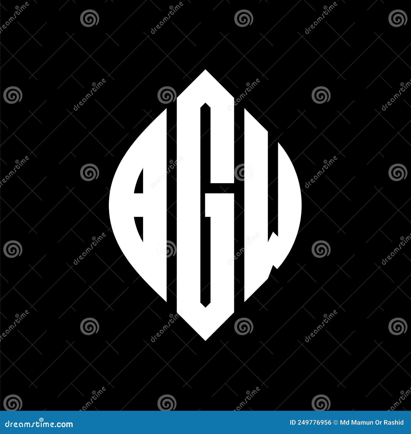 bgw circle letter logo  with circle and ellipse . bgw ellipse letters with typographic style. the three initials form a
