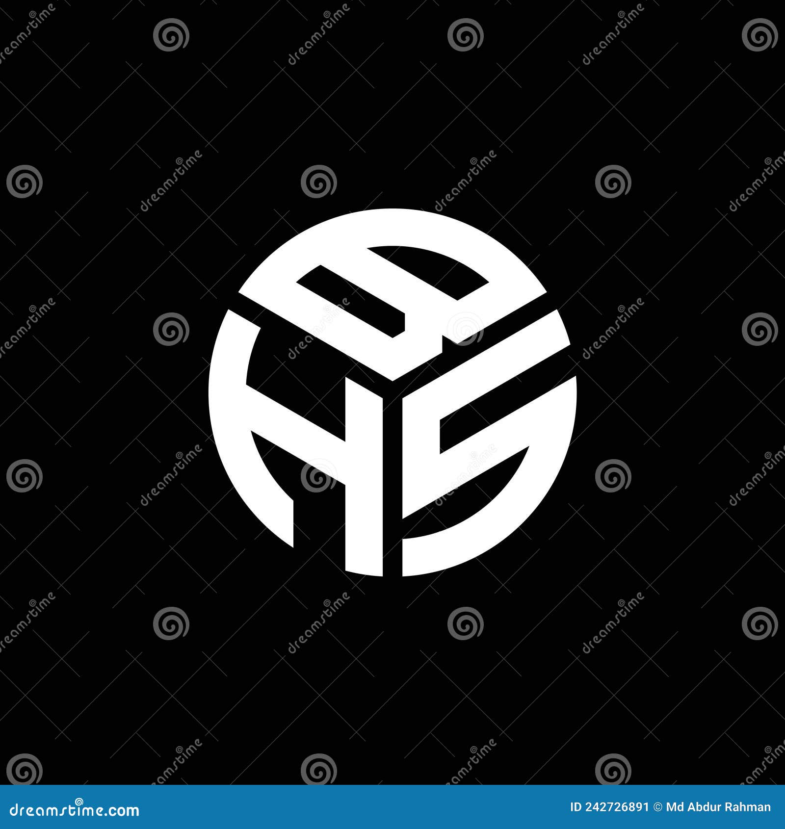 BHS Letter Logo Design on Black Background. BHS Creative Initials ...