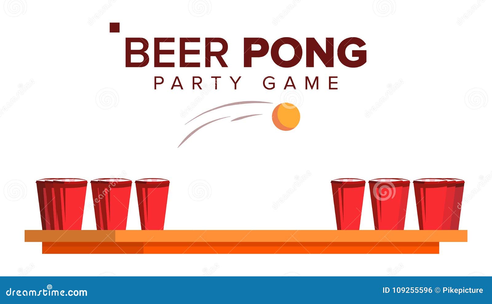 Bière Pong Game Vector Jeu De Partie D'alcool Cuvettes Et Bille De