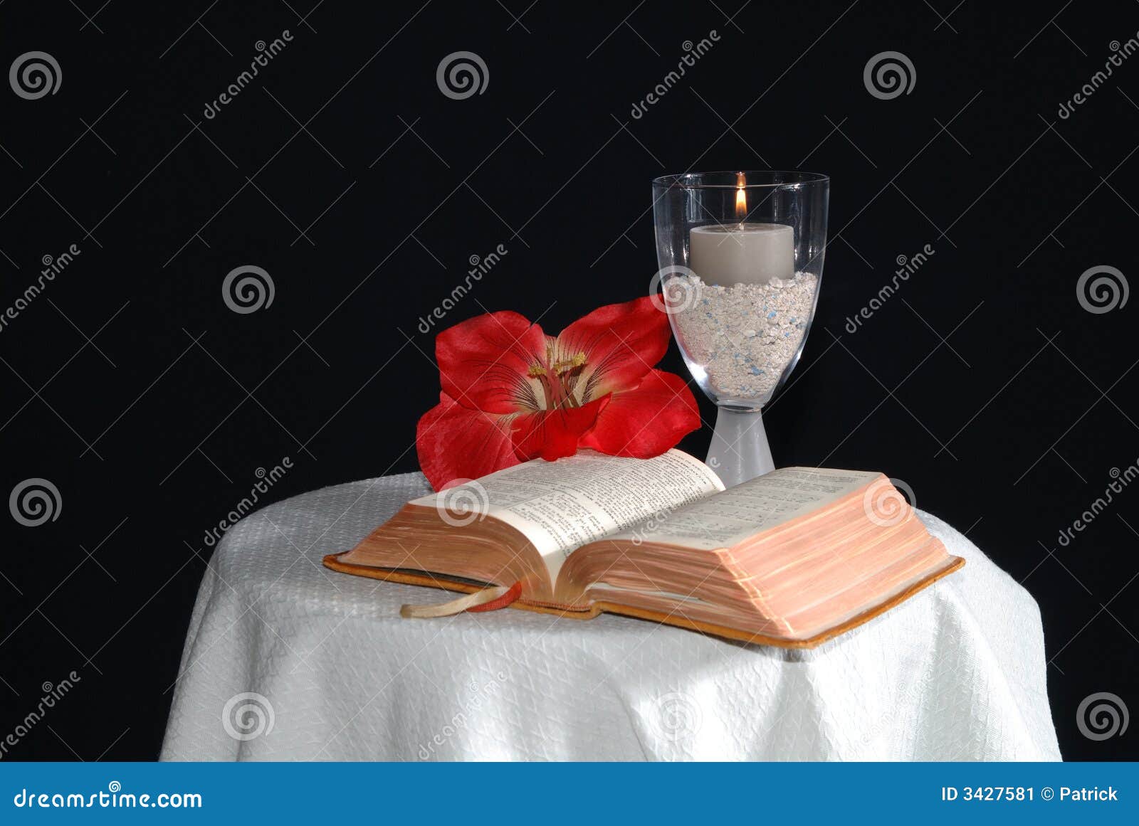 Bible with Candle and Flower Stock Image Image of religious, peace