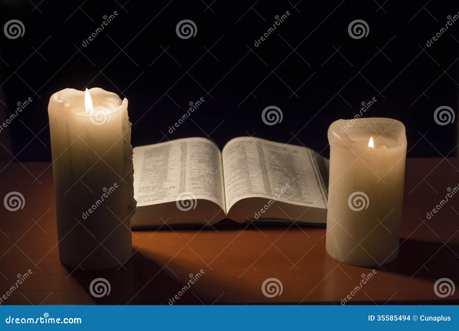 Bible with candlelight stock photo. Image of peace, prayer 35585494
