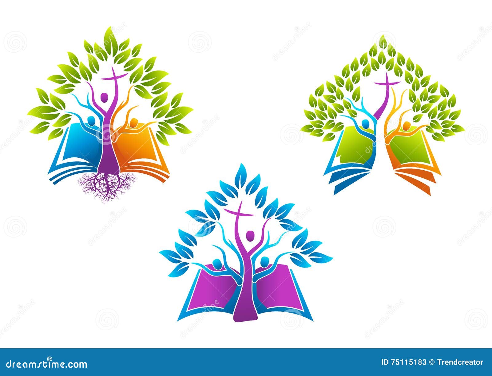 bible christian tree logo, book root icon holy spirit family , people church   
