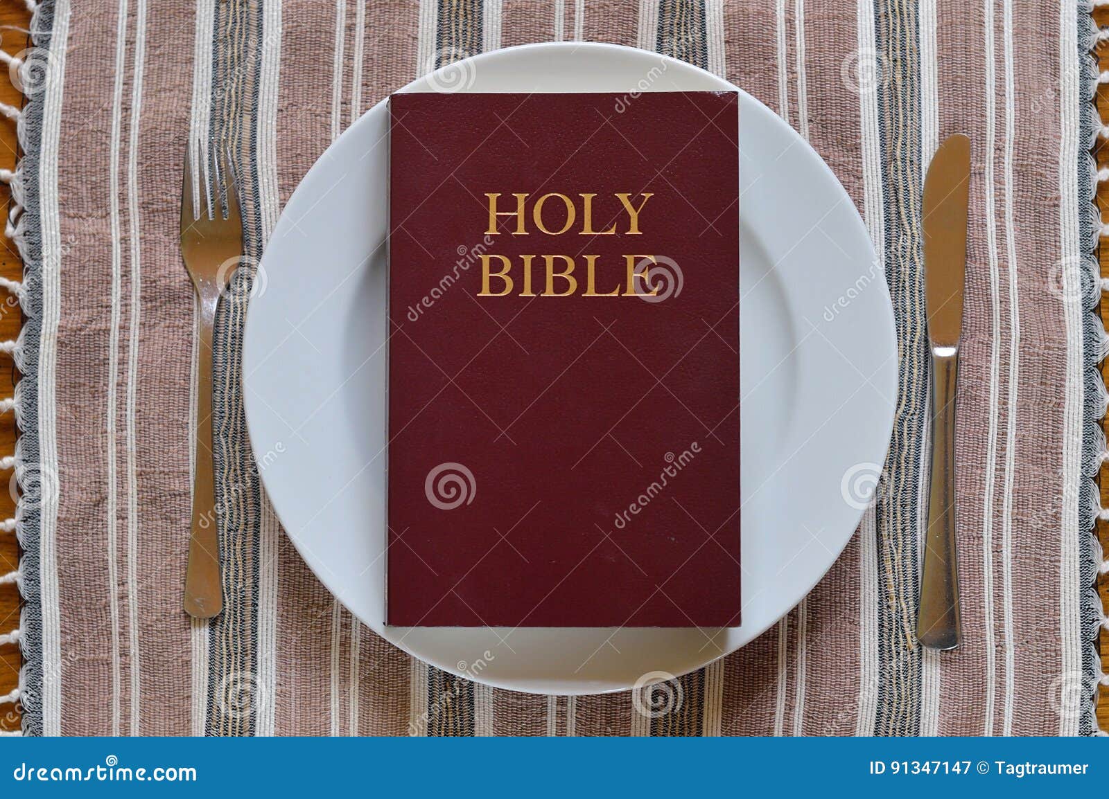 Bible Dinner Plate Silverware Stock Photos by Megapixl
