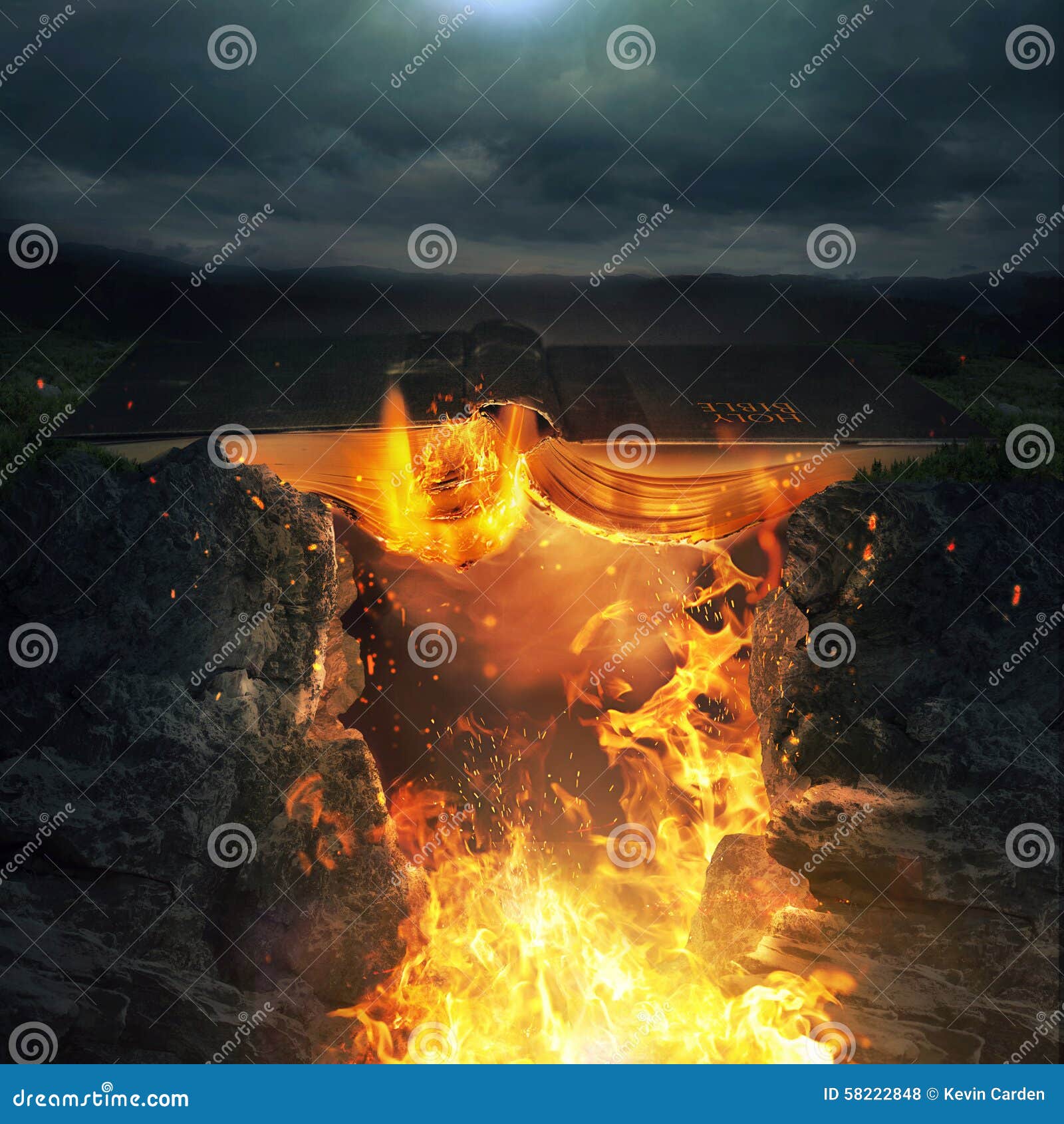 Bible and fire stock photo. Image of cliff, heaven, christian 58222848