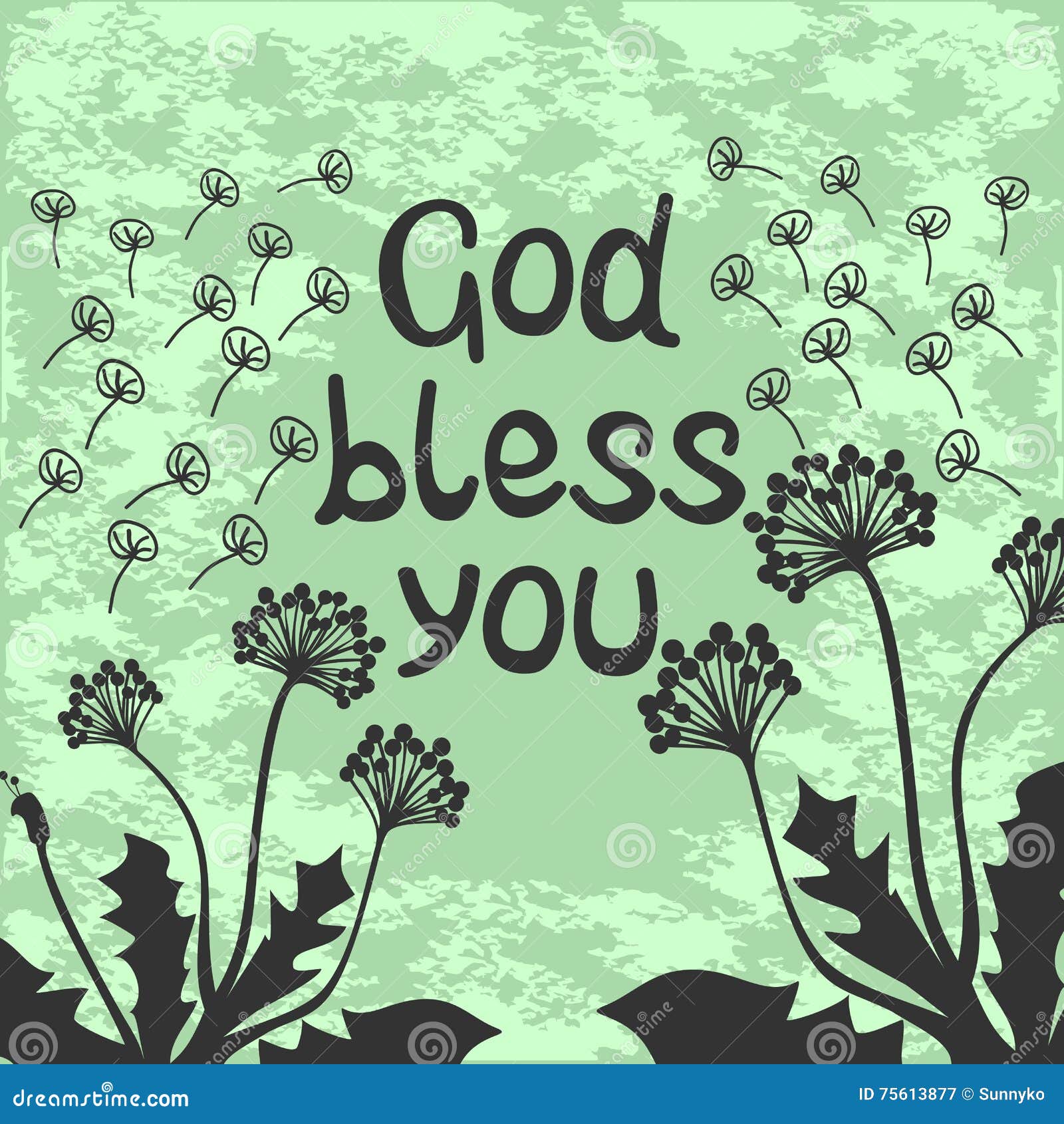 Bible Lettering God Bless You With Dandelions Stock Vector