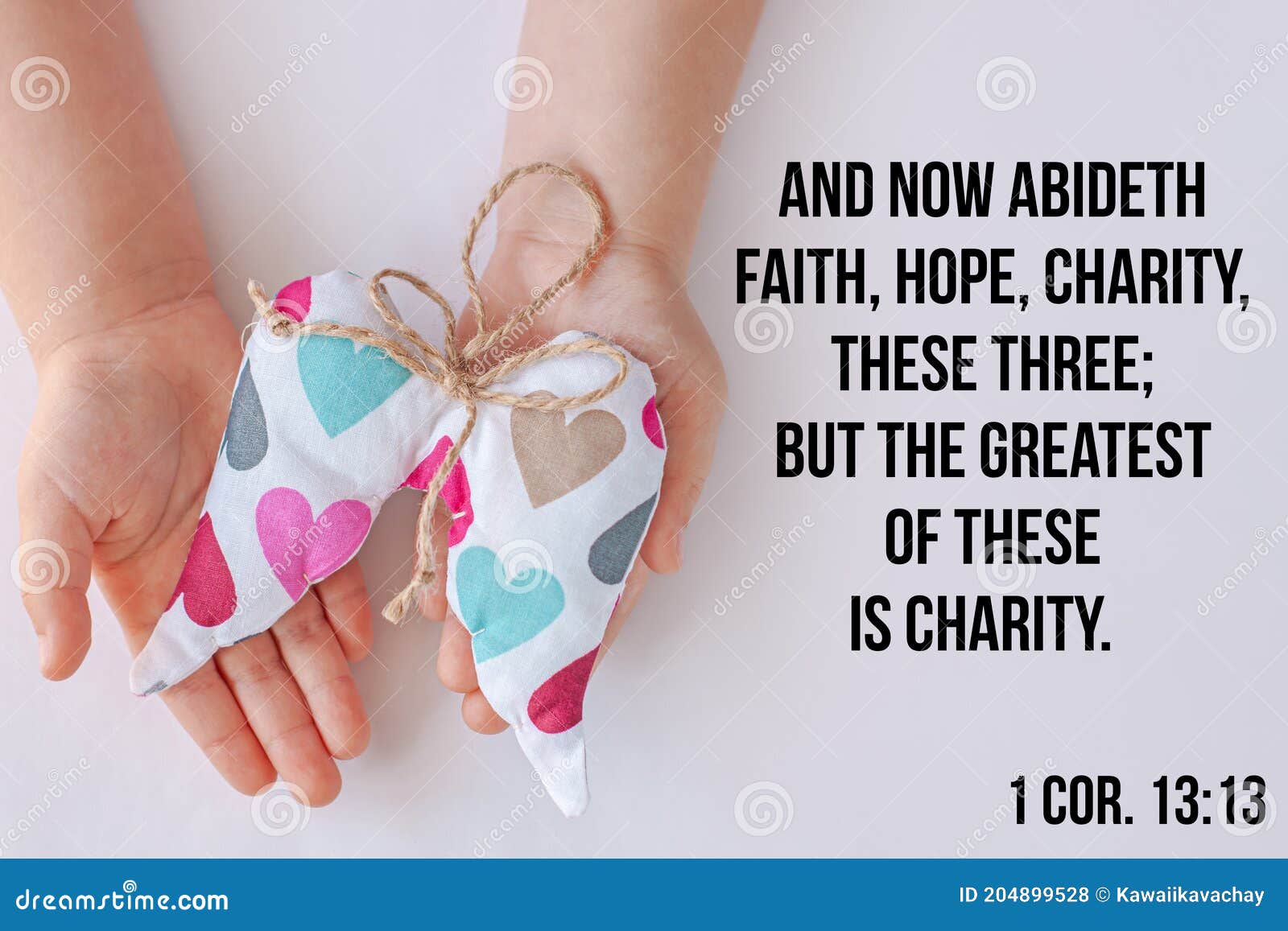 Bible Charity Quotes For Believers. Inspirational Christian Verse Child  Hand Hold Angel Wings. Love, Care, Support Card Stock Photo - Image Of  Card, Lonely: 204899528