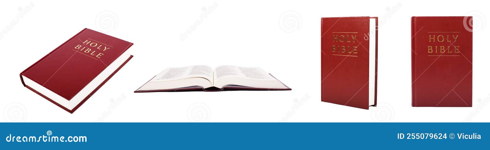 bible with red cover color  on white background.