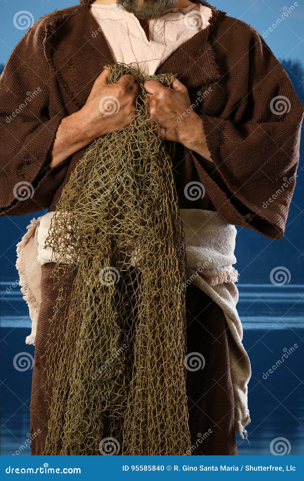 Biblical Apostle Holding Nets Stock Photo Image of water